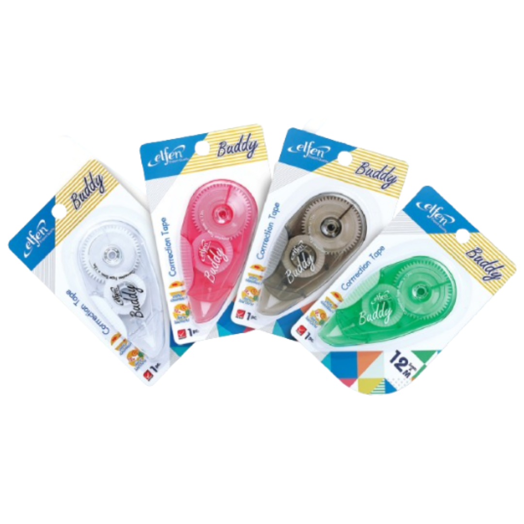 elfen Buddy Correction Tape 5mm × 12m (Random Color)