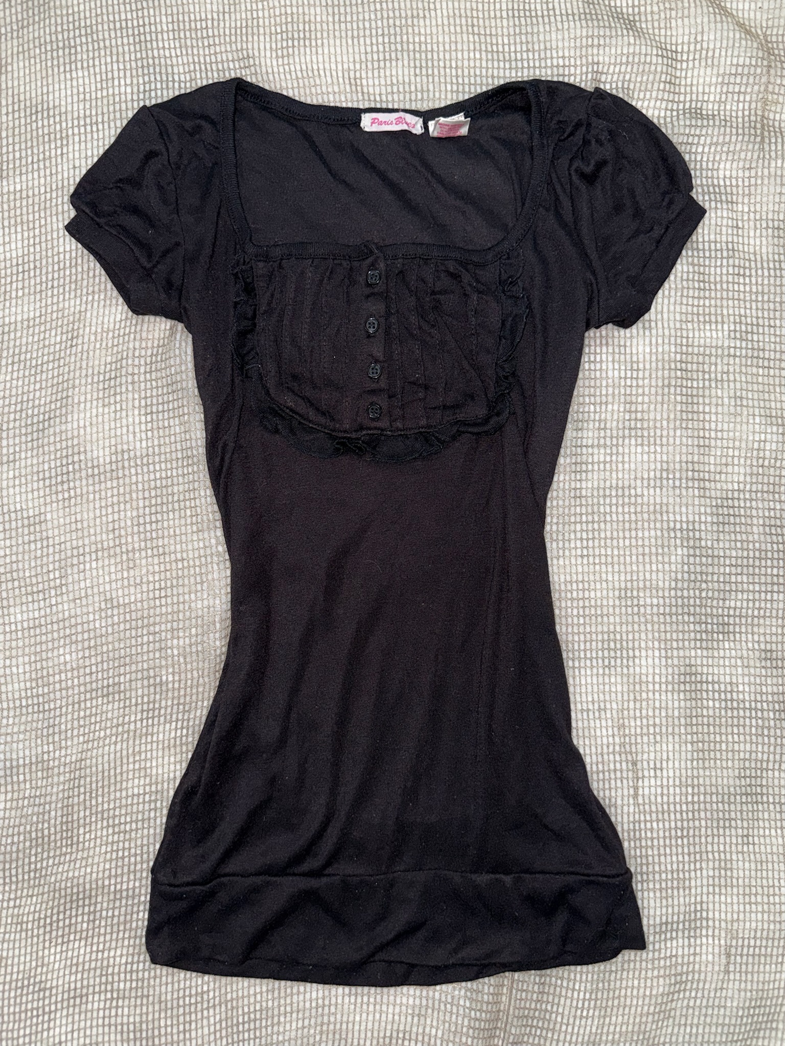 Square Neck Ruffled Button-Front Tee