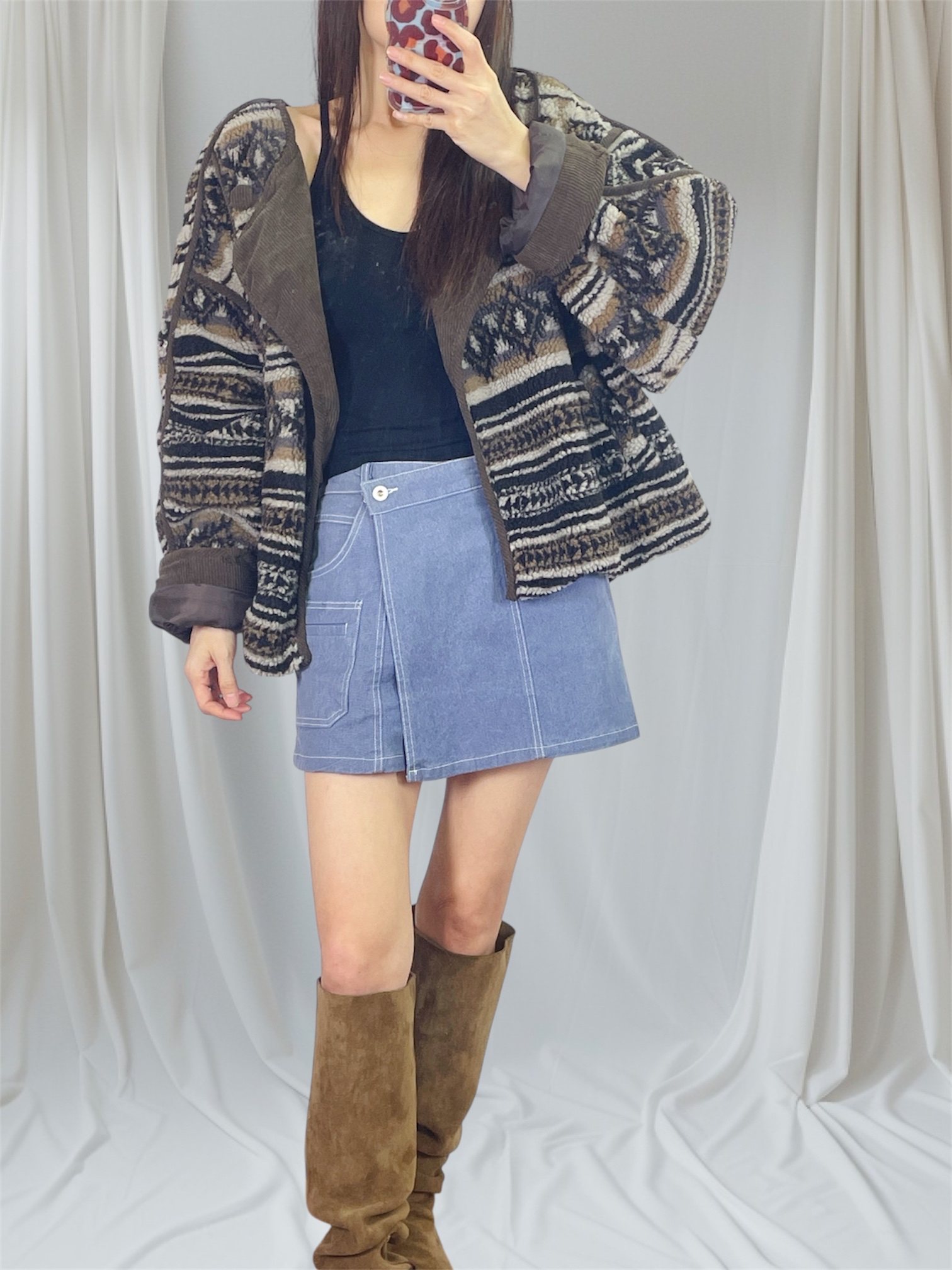 K5547 民族花羊羔毛外套