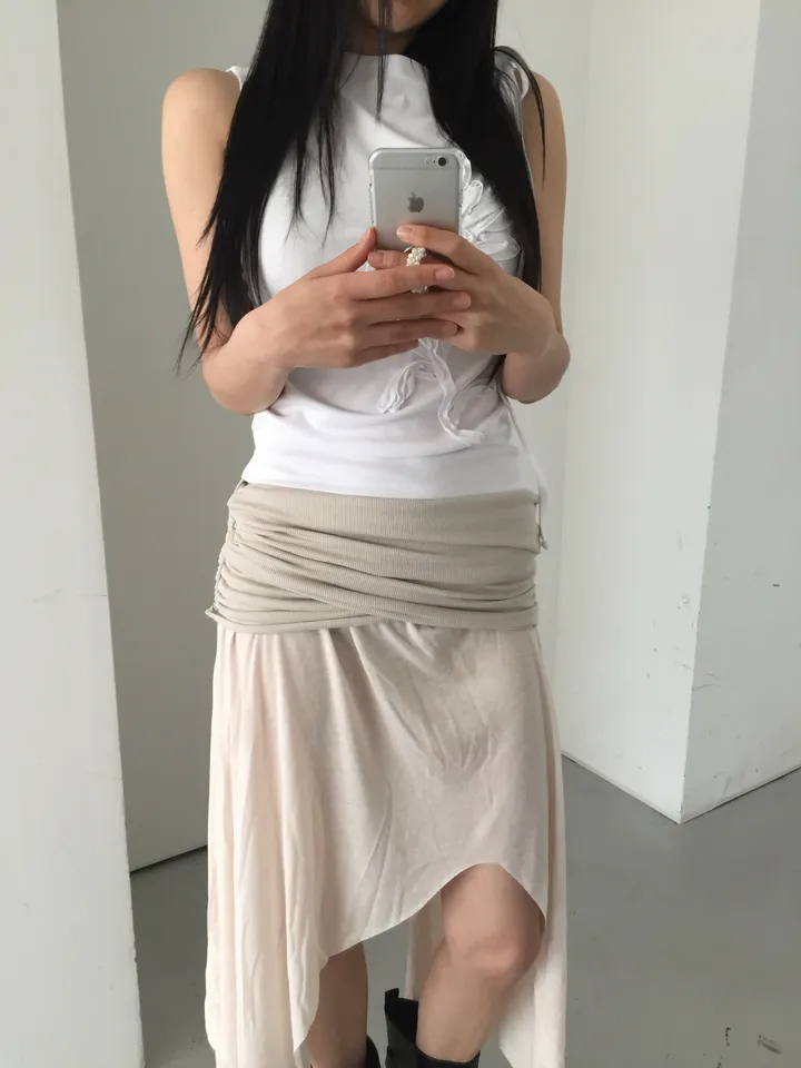 Floral Applique Ruched Tank Top