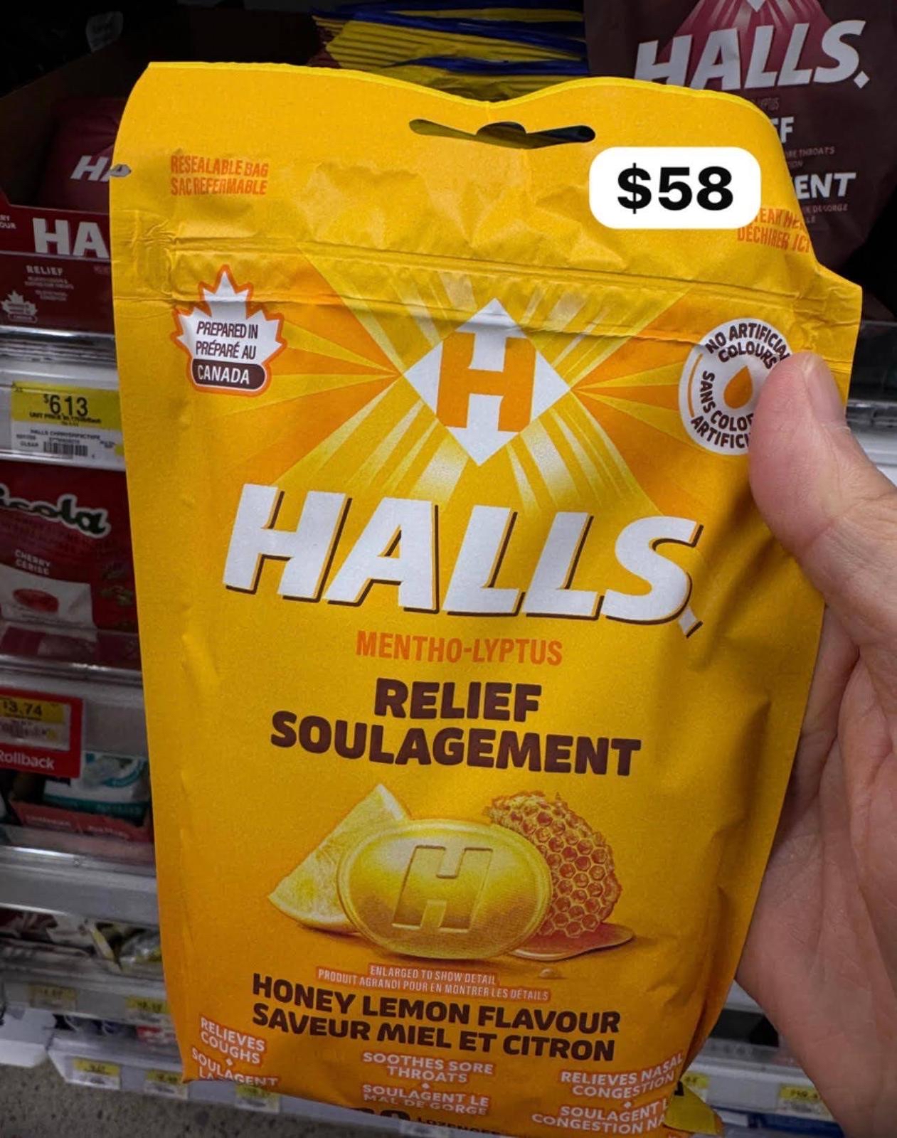 🇨🇦 HALLS Mentho-Lyptus Relief Drops – Honey Lemon Flavour