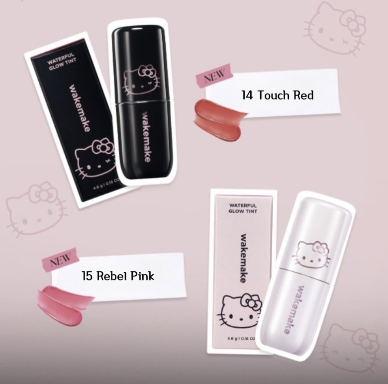 （約5月頭到貨）🇰🇷韓國人氣 WAKEMAKE x Hello Kitty 限定版聯名組合唇彩（14/15色）💕