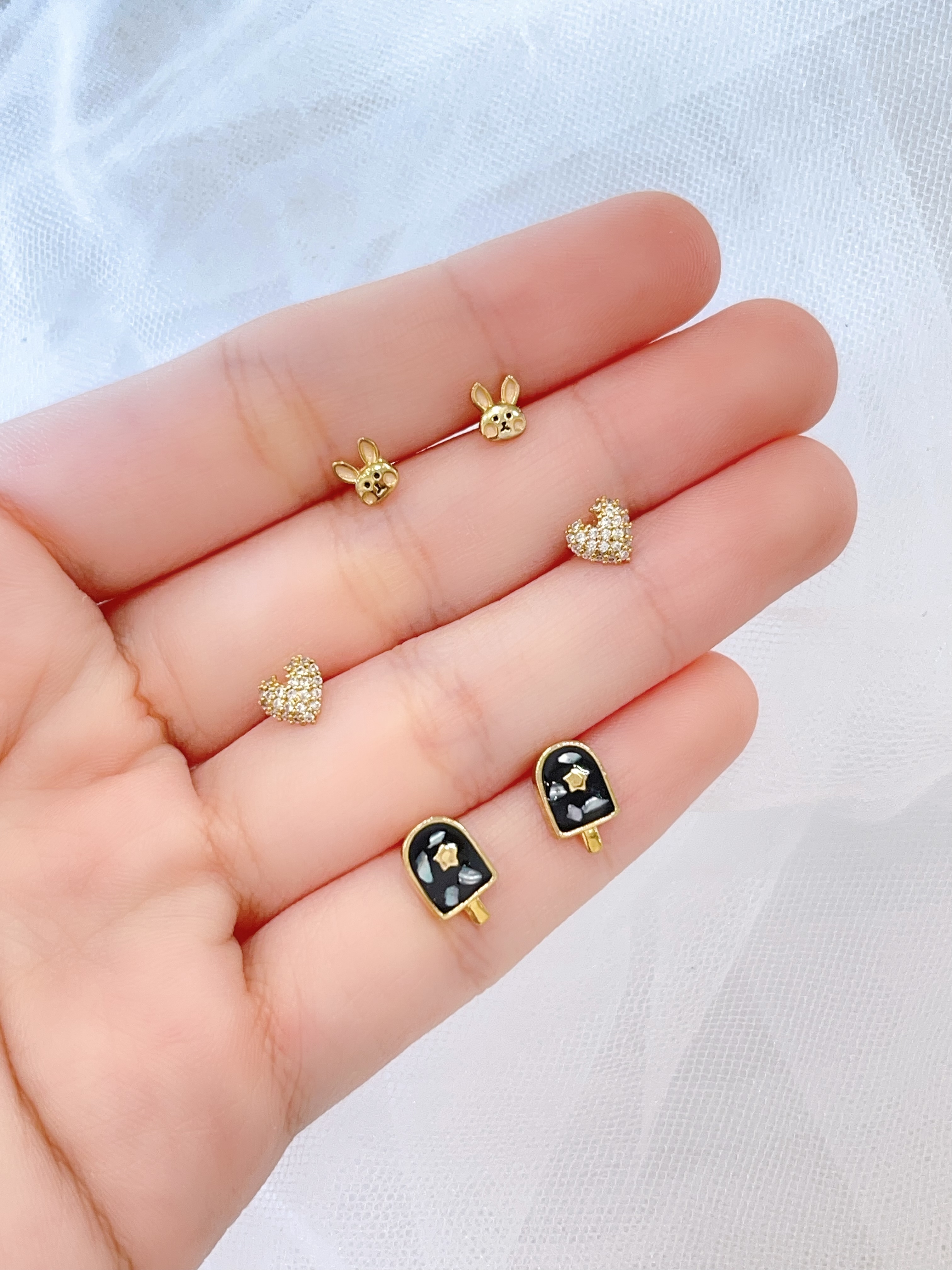 小兔子爱心耳环套装