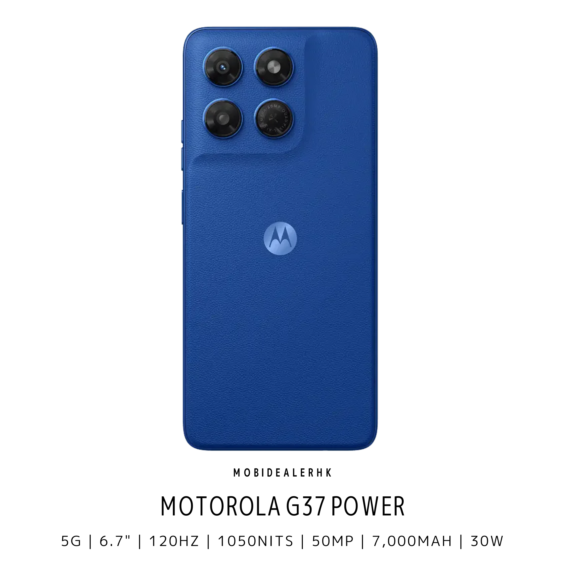 Motorola G37 Power | 5G | 智能手機 | 7000mAh 超大電量續航 | 5000 萬像素 AI 相機 | 120Hz 超亮大螢幕 | 30W 快充