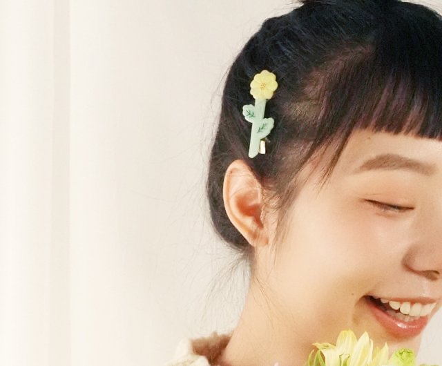 小黃菊 髮夾 鴨嘴夾 細夾