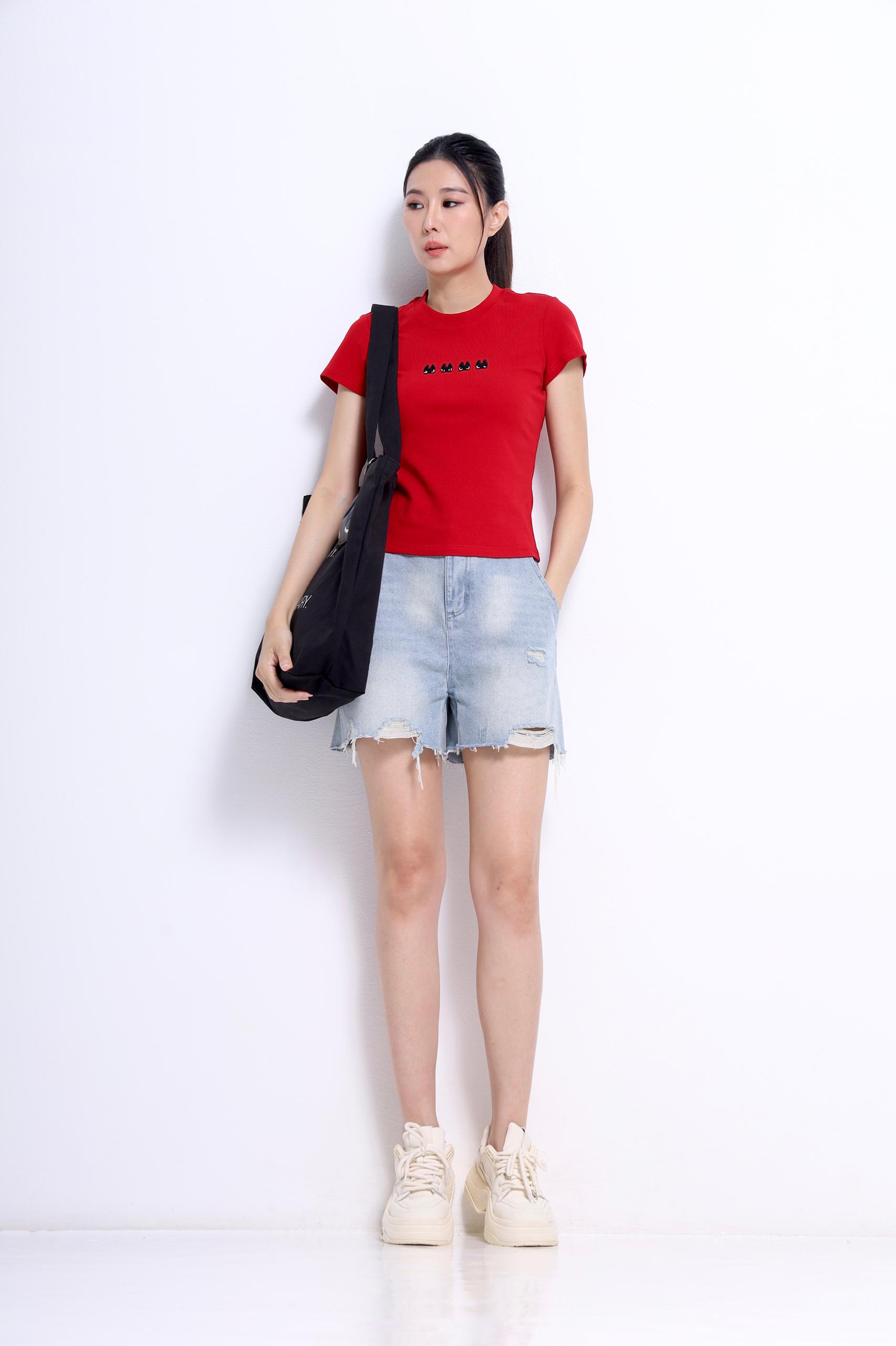 CP1636 Edge Muse Distressed Denim Shorts