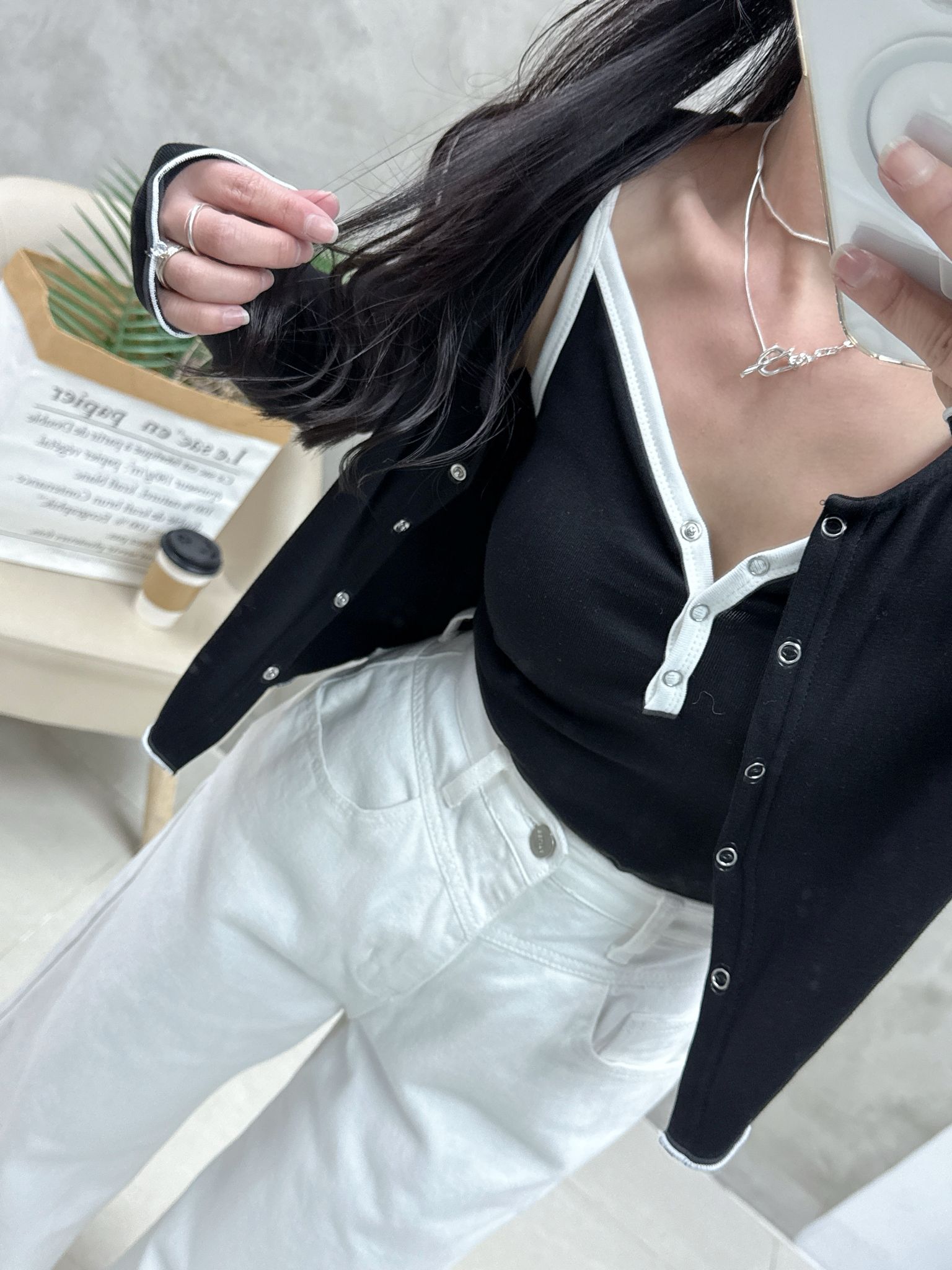 拼色背心+外套Set