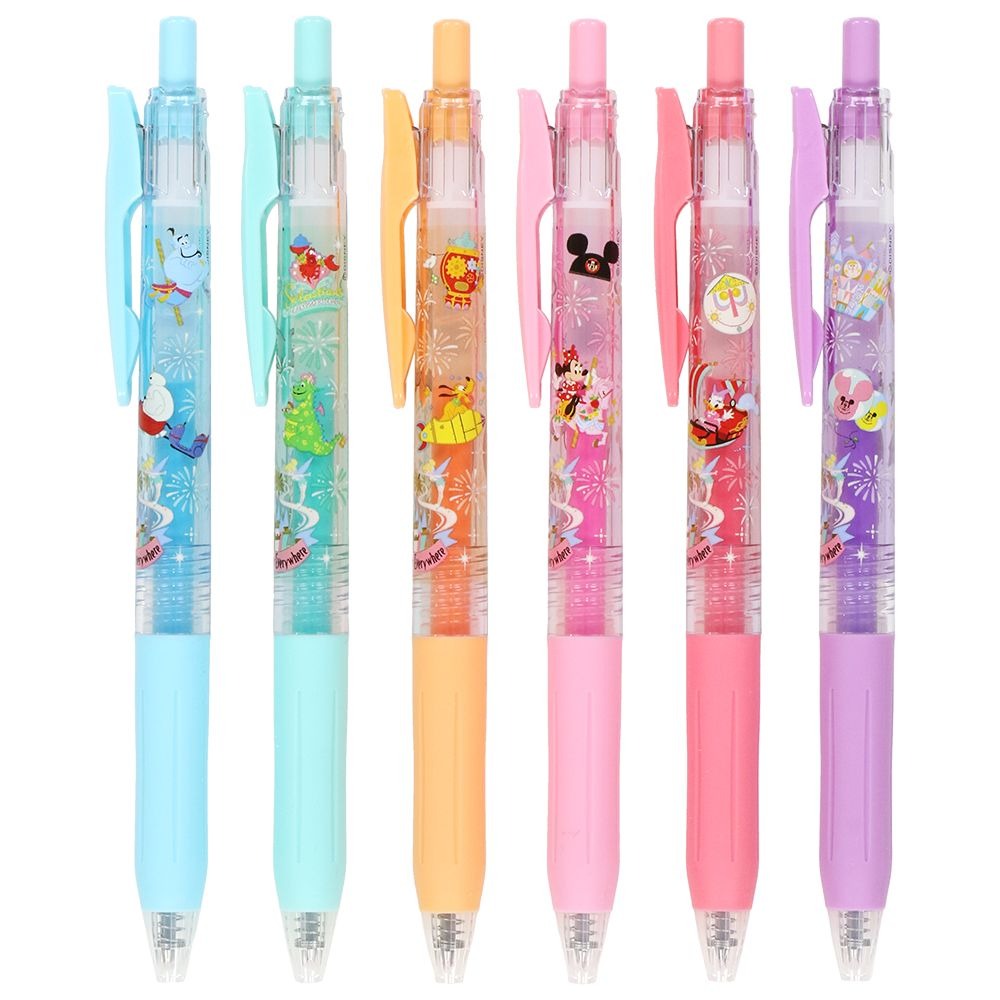 現貨｜【日本 Disney Store 限定】一套6枝 Mickey & Friends 米奇與朋友 日本製 Zebra SARASA CLIP 0.5mm 牛奶色 啫喱筆 6色套裝 071858
