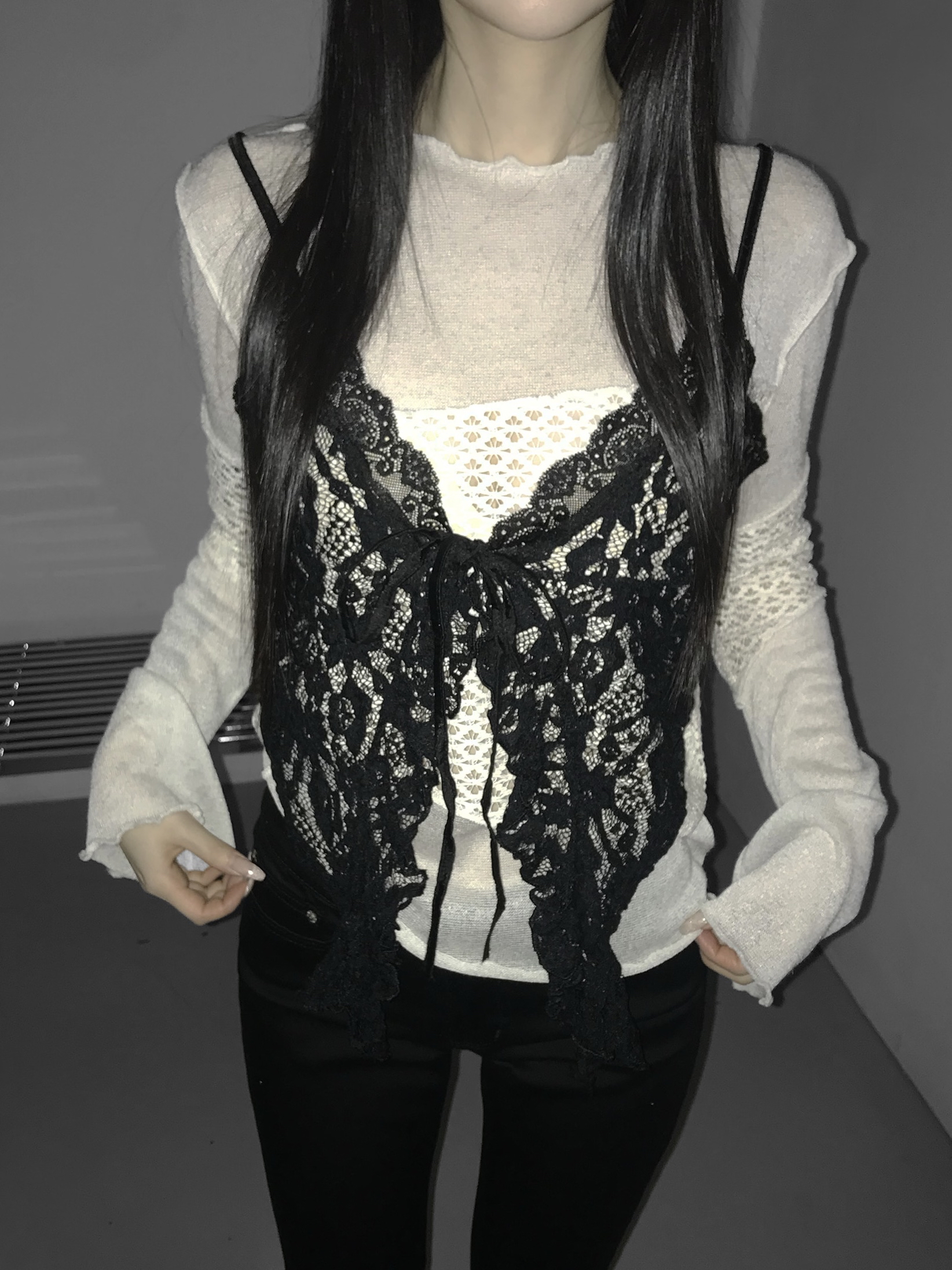 Asymmetrical Sheer Knit Top