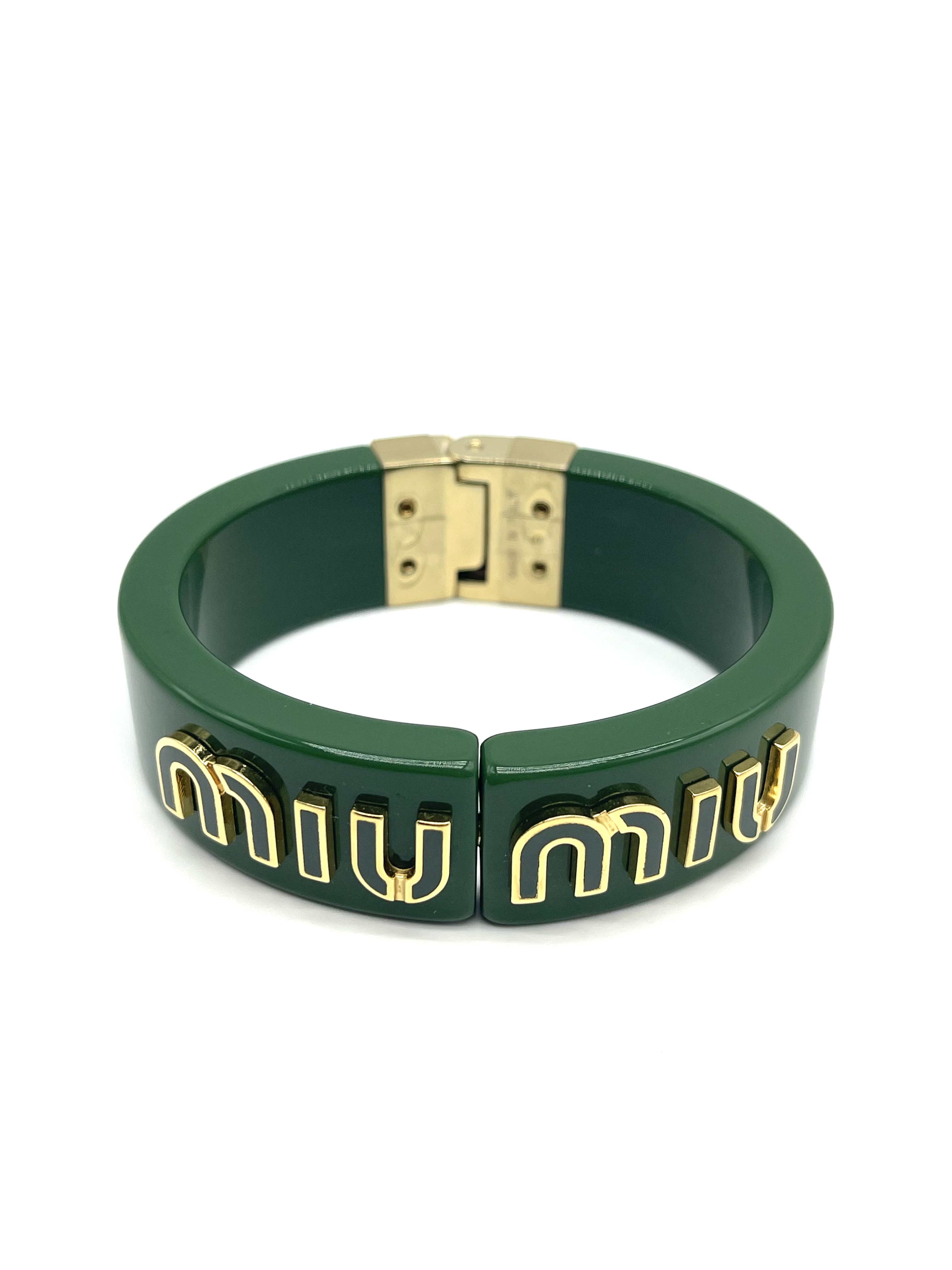 Pre-owned Miu Miu green Plexiglas logo bracelet / Product Code: 26050620