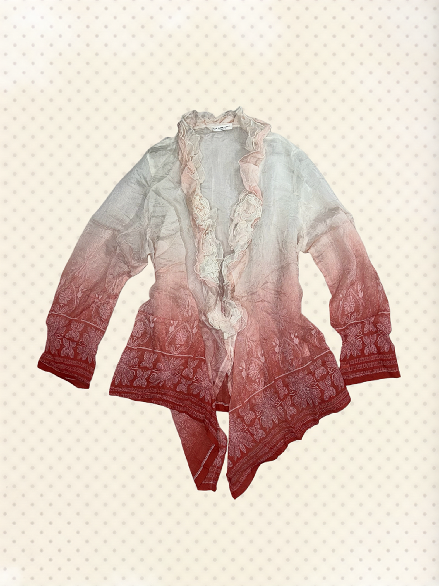 Gradient Sheer Ruffled Cardigan