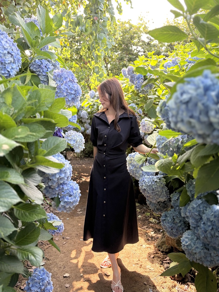 Lena Contoured Waist Dress (Navy)