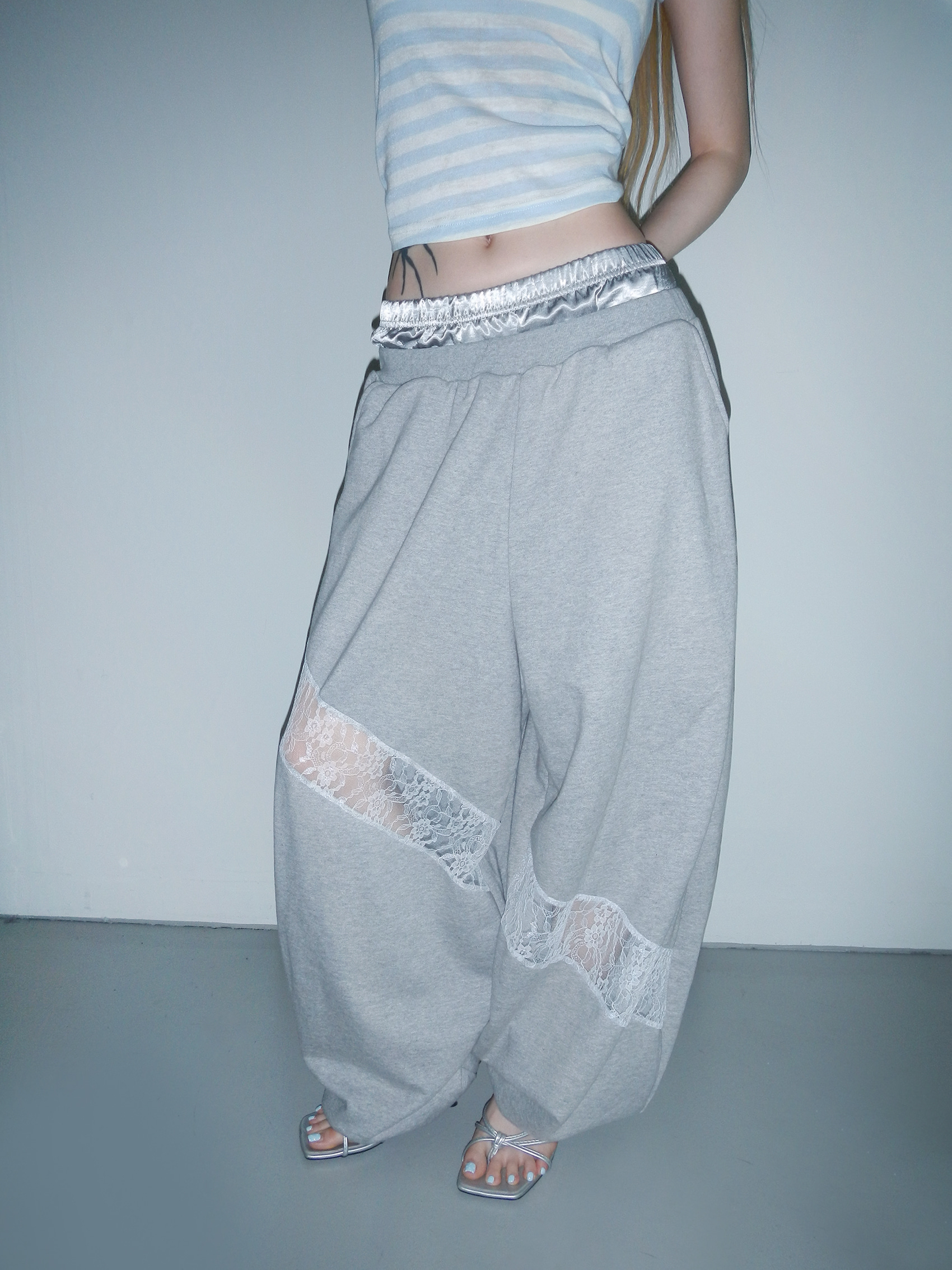 Double-Waist Lace Sweatpants