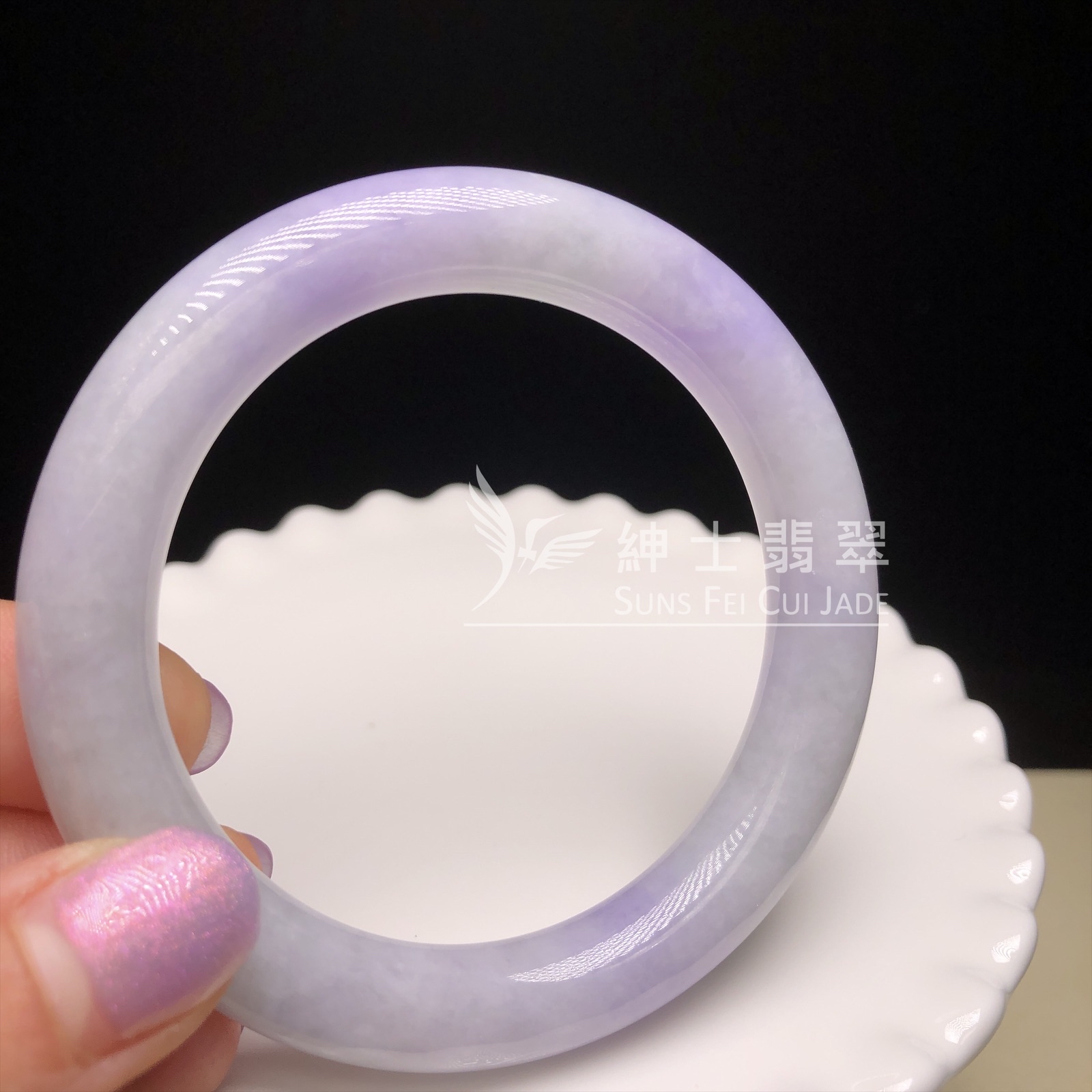 C03918  會卡蠟皮紫羅蘭圓鐲55.5mm 