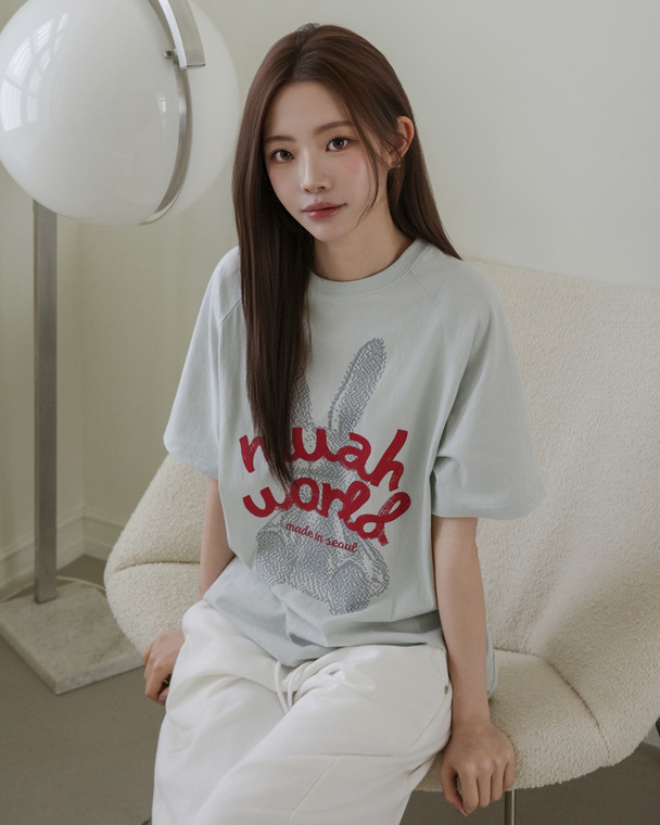 MuahMuah RABBIT MUAH RAGLAN HALF T-SHIRT