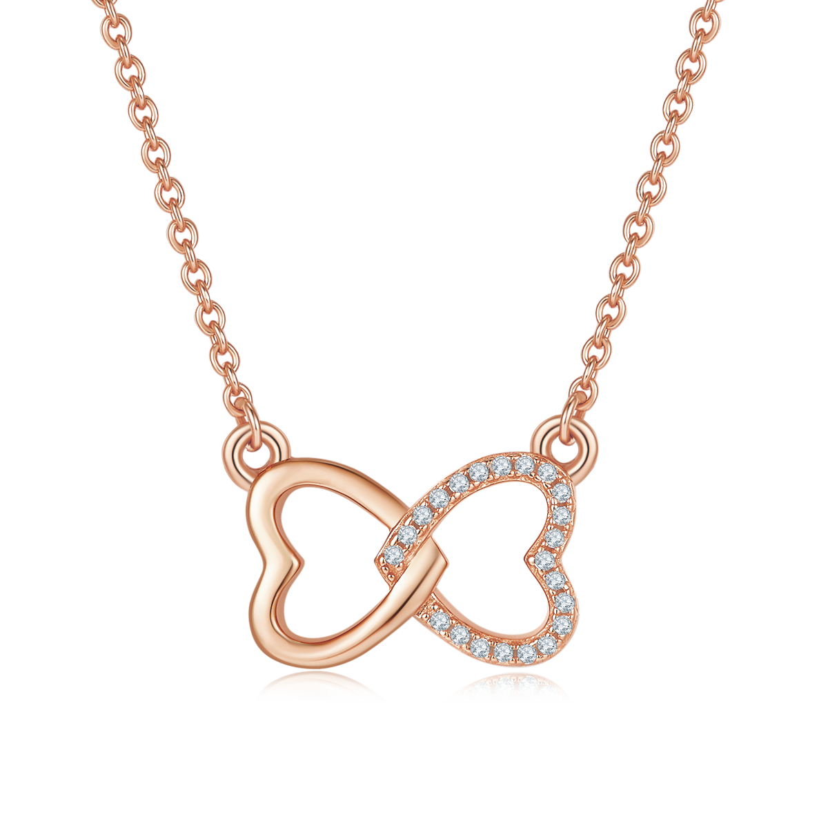 比芯愛心吊墜S925銀鍍18k金莫桑鑽石D級0.1ct