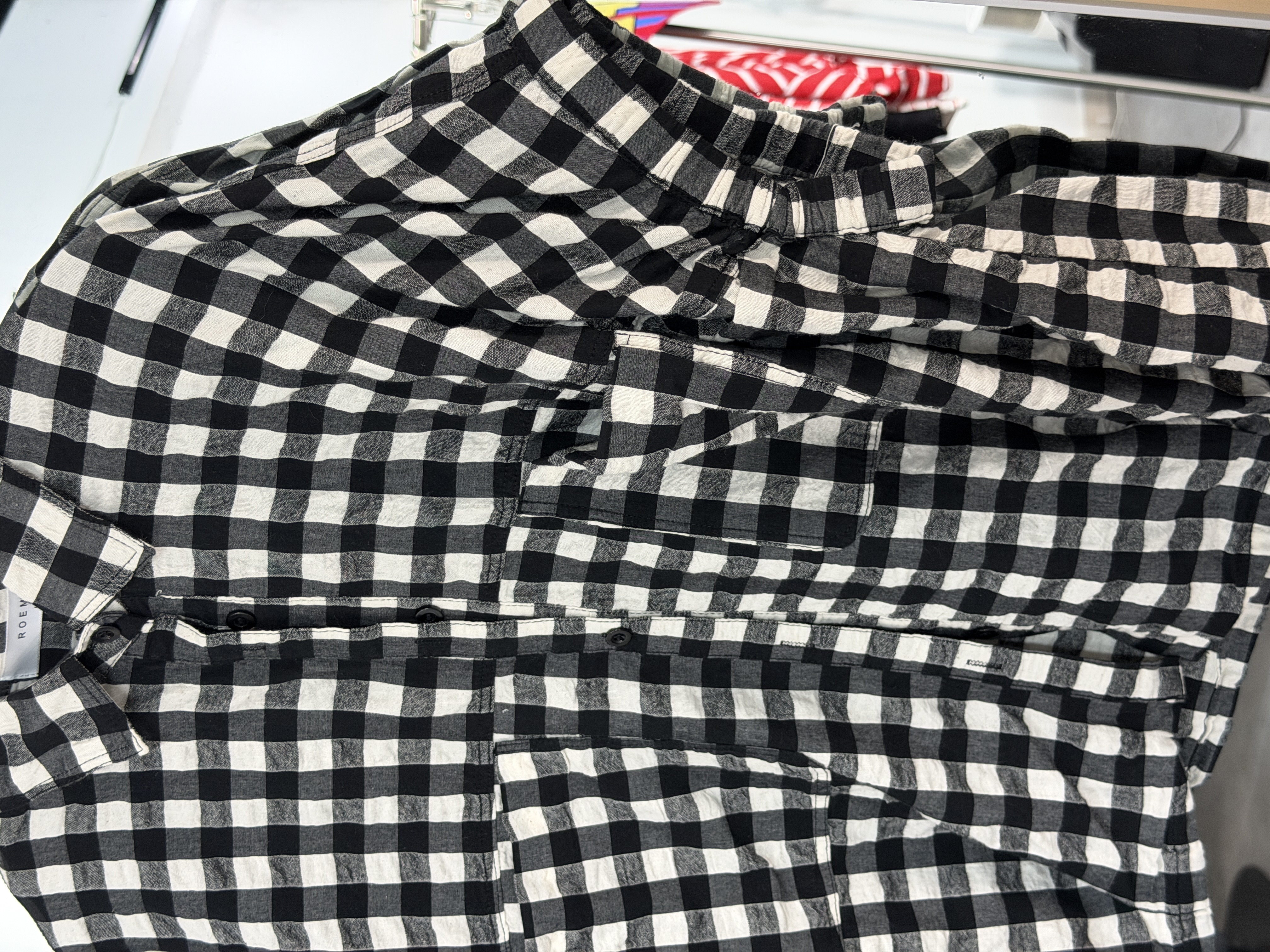 日系黑白格子寬鬆襯衫