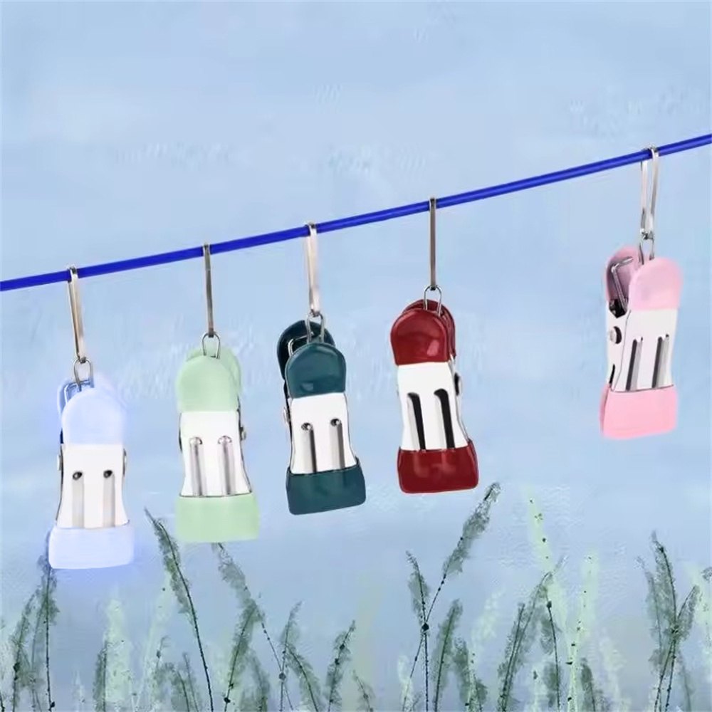 20x 不鏽鋼雙色曬衣夾 雙頭浸膠【不帶扣】 粉/藍/綠/黑/紅5色各4個混裝 UB0259