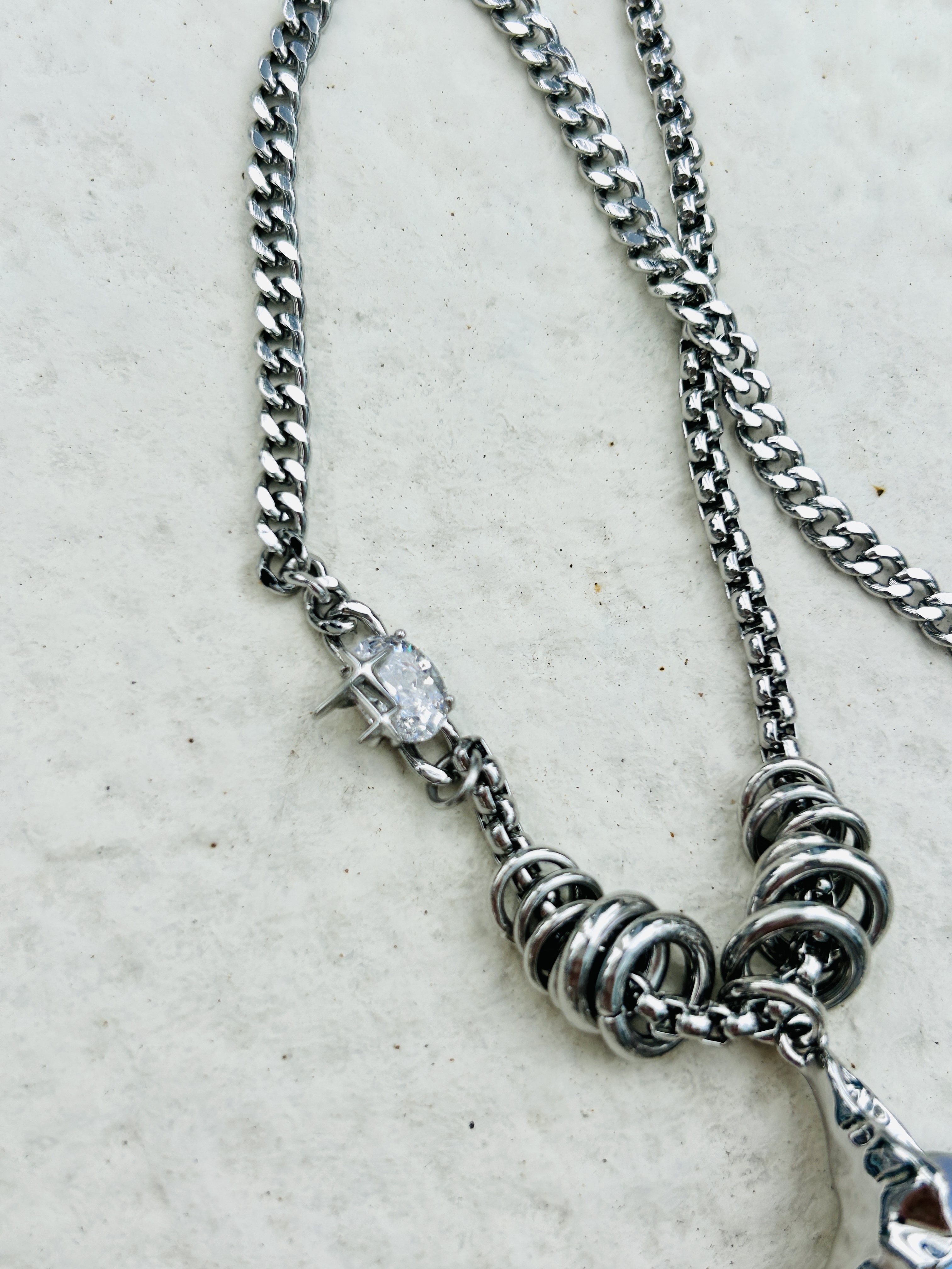 Silver moonstone stainless necklace