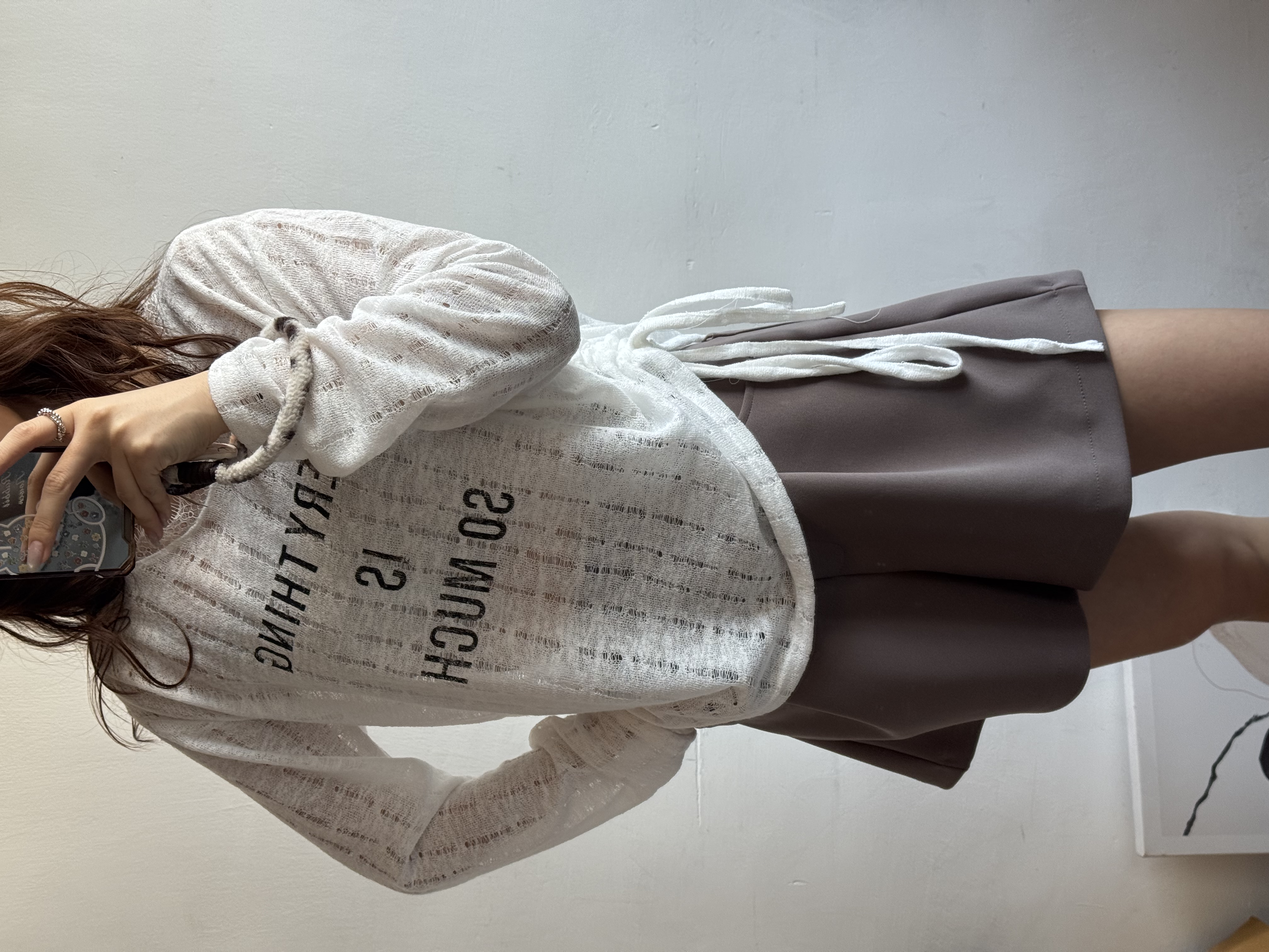 針織英文字側束Top