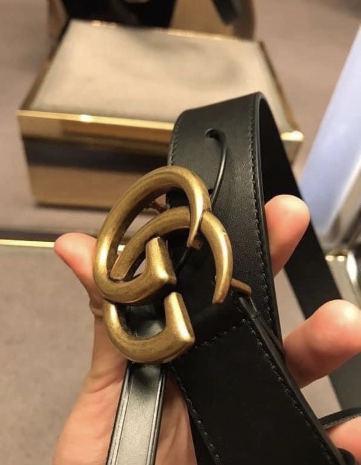 Gucci 經典黑金皮帶 75cm