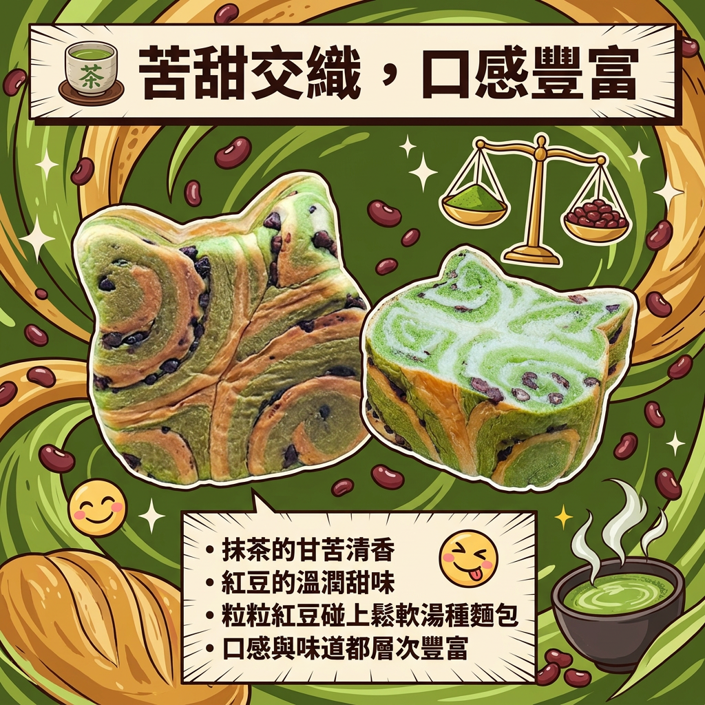 阿嫲｜抹茶紅豆貓貓吐司｜宇治抹茶 x 飽滿紅豆 苦甜交織的可愛滋味