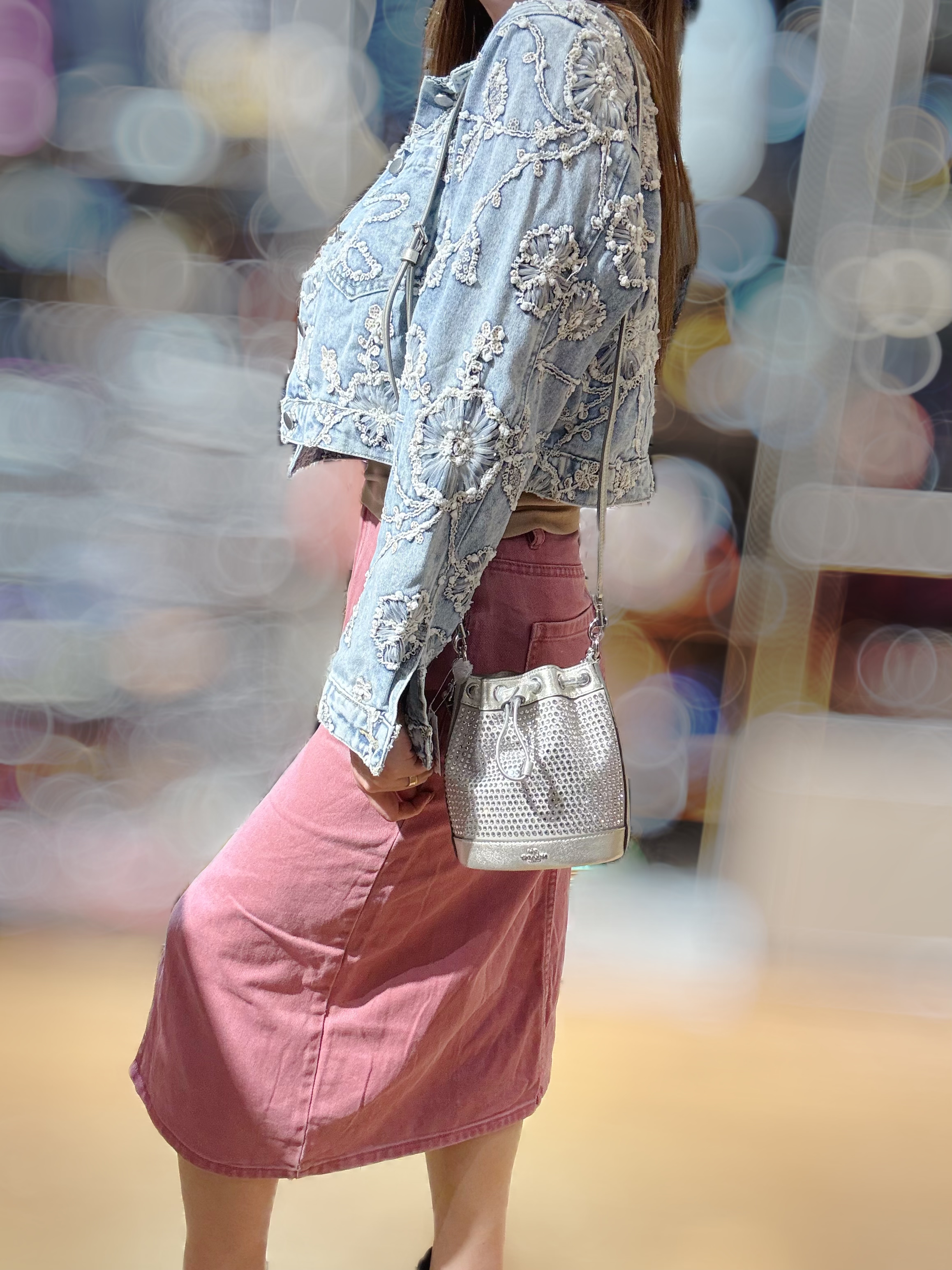 Coach mini bucket crystal/S