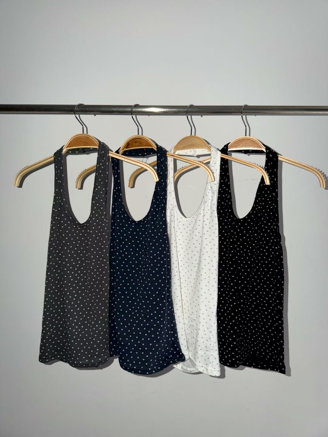 韓國波點掛頸背心