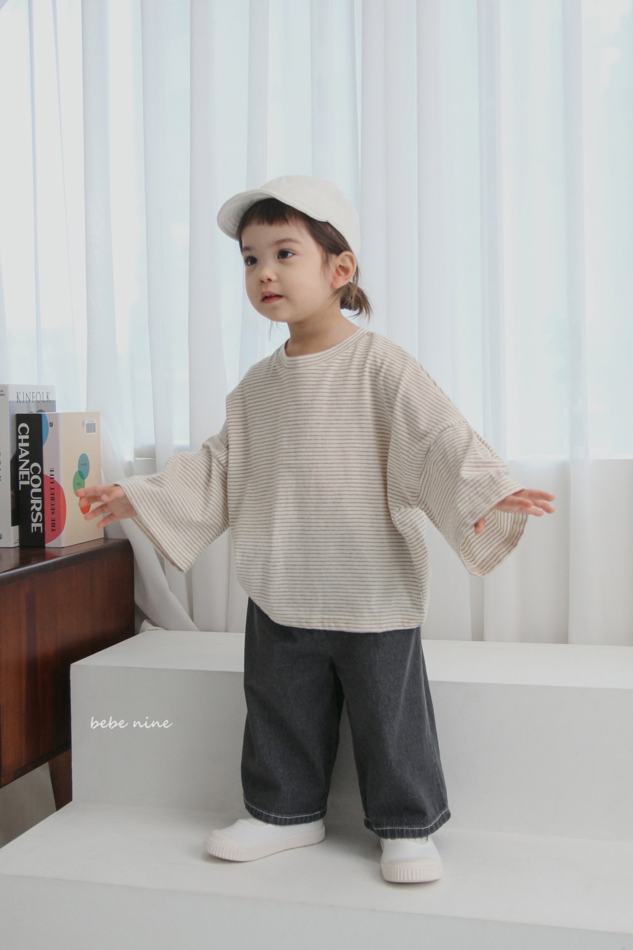 🌸預訂 韓國直送🌸🇰🇷Bebenine兩色條紋寬鬆闊長袖上衣