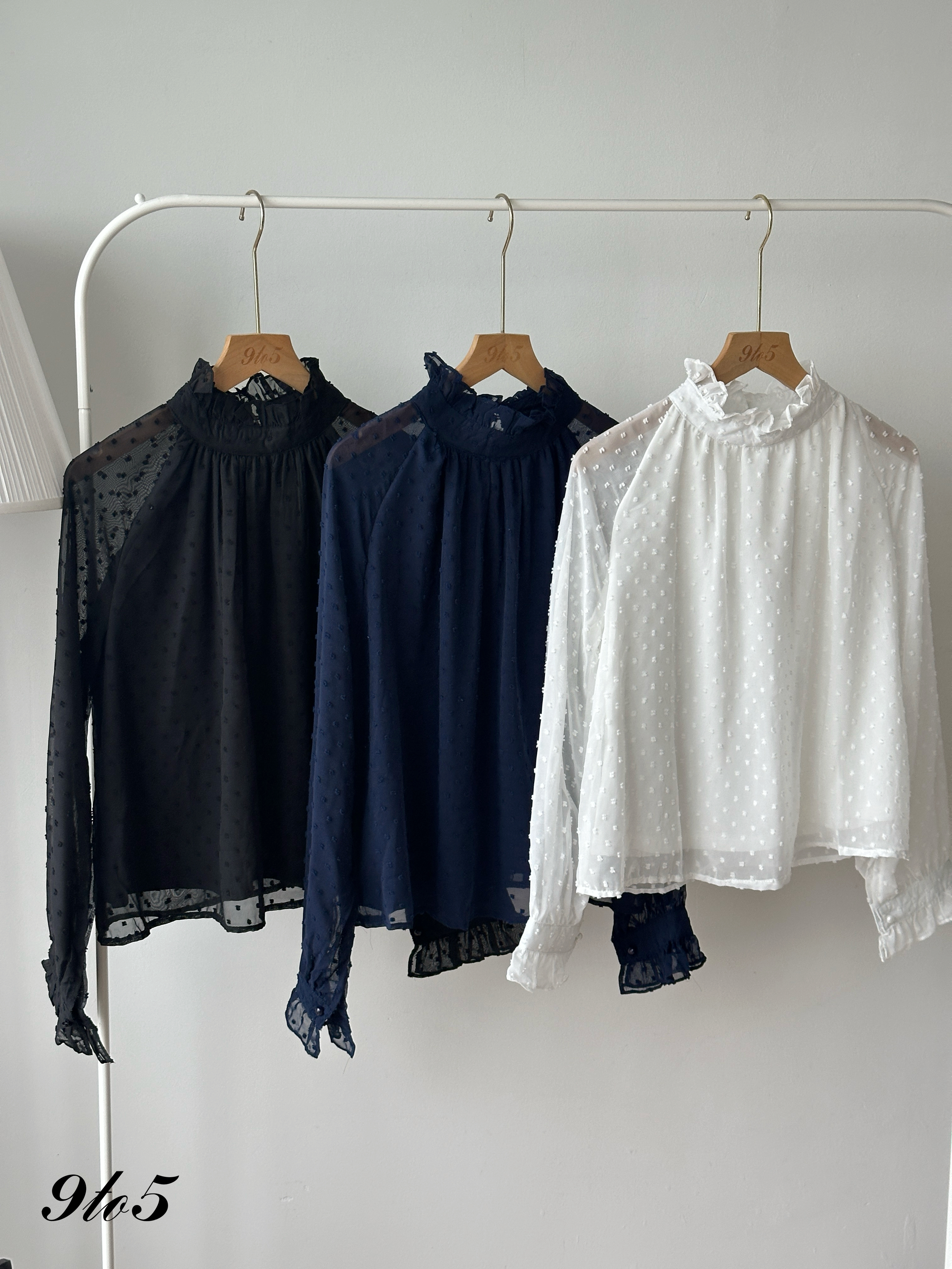 T4405 Ruffle Mock Neck Shirt - 3 Colors 