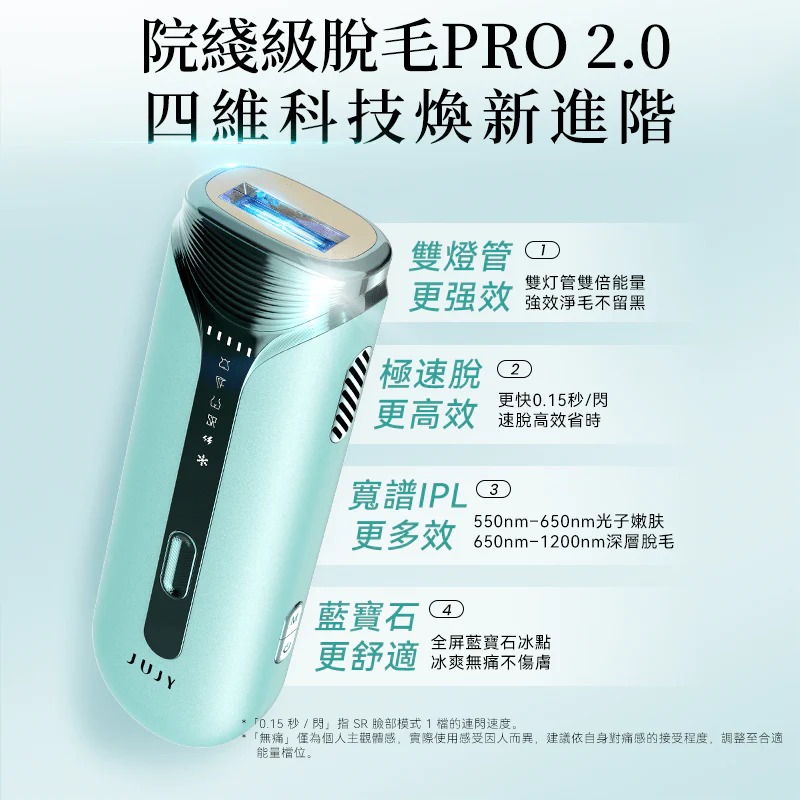 JUJY 雙燈管藍寶石冰點極速連閃無痛嫩膚全身家用脫毛儀 PRO 2.0 (訂貨4-7天)