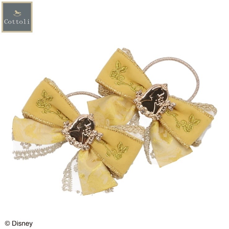 🇯🇵限時預訂 日本直送🇯🇵Cottoli x Disney公主系列貝兒公主刺繡蕾絲蝴蝶結髮圈兩件套