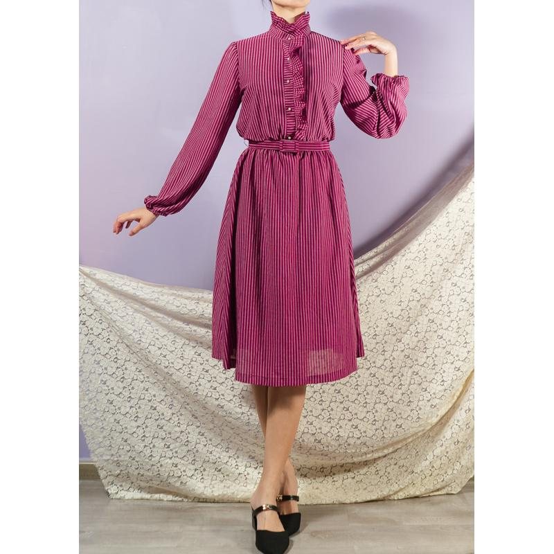 Vintage 1980s American Brand "Jackie O" Two Way Pie-Crust Collar Day Dress with Original Belt(BG050)