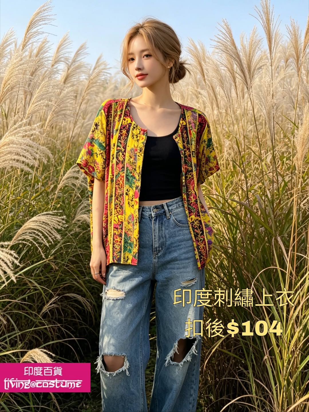 印度純棉繡花上衣