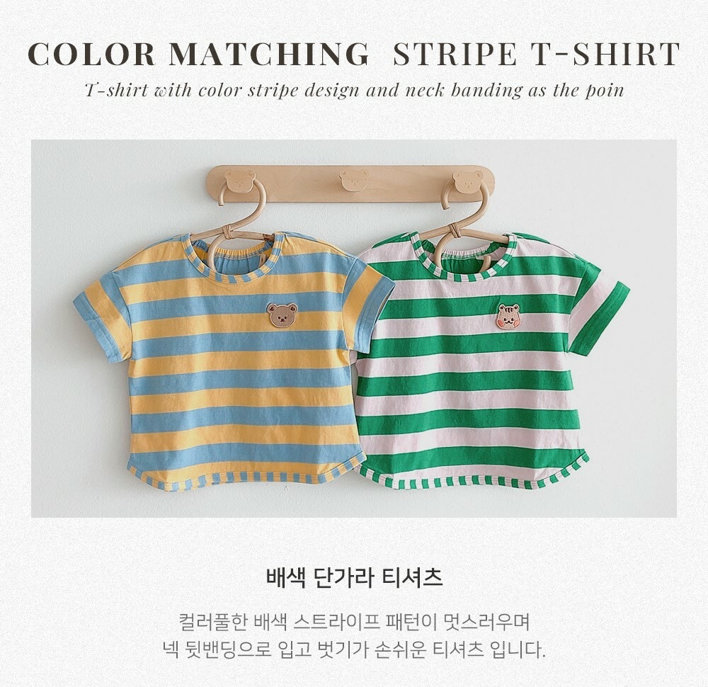 Dottodot 藍黃間條熊仔上衣(XL)