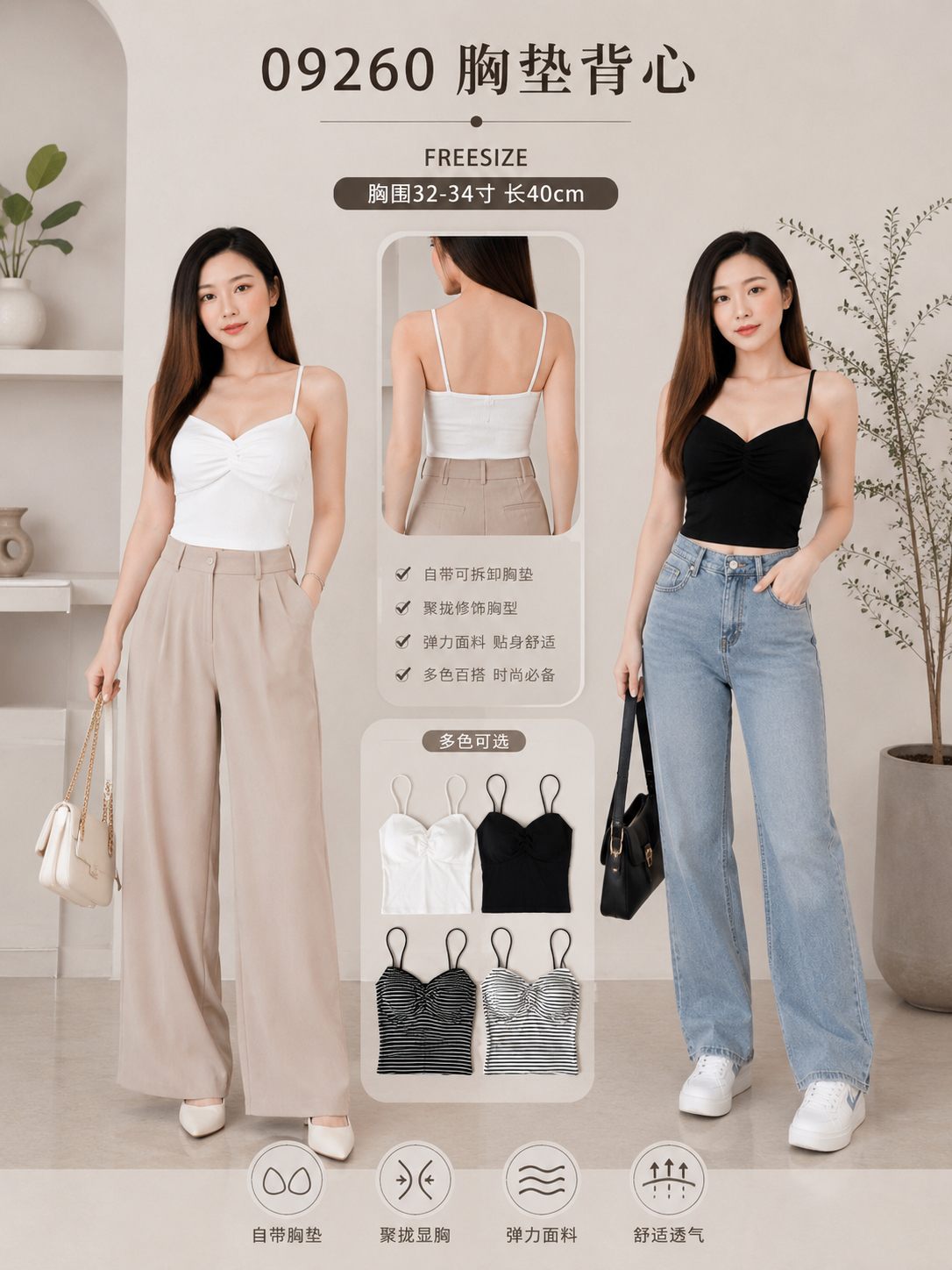 09260 Cotton Singlet 纯棉胸垫背心