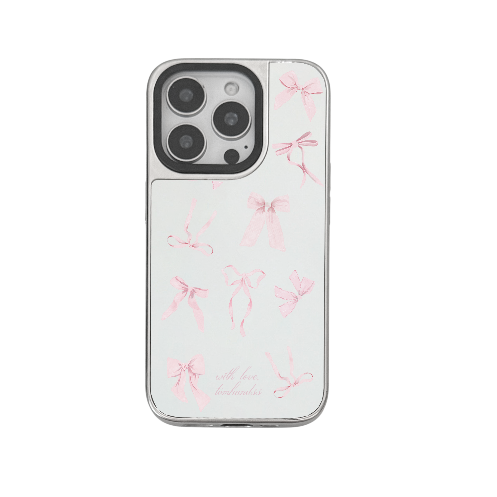 【The French Candy Floss Ribbons*PINK*】銀框鏡面MagSafe iPhone Case