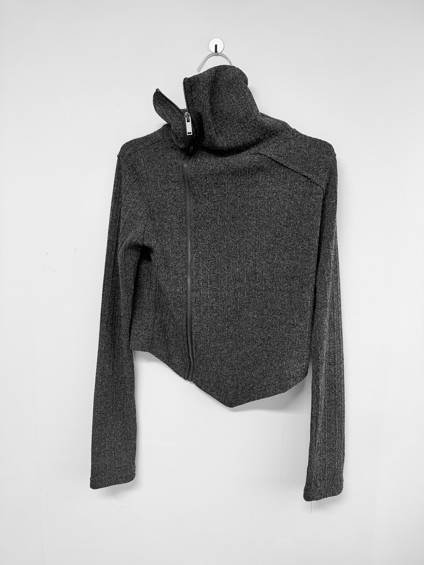 Asymmetric Zip-Up Ribbed Jacket