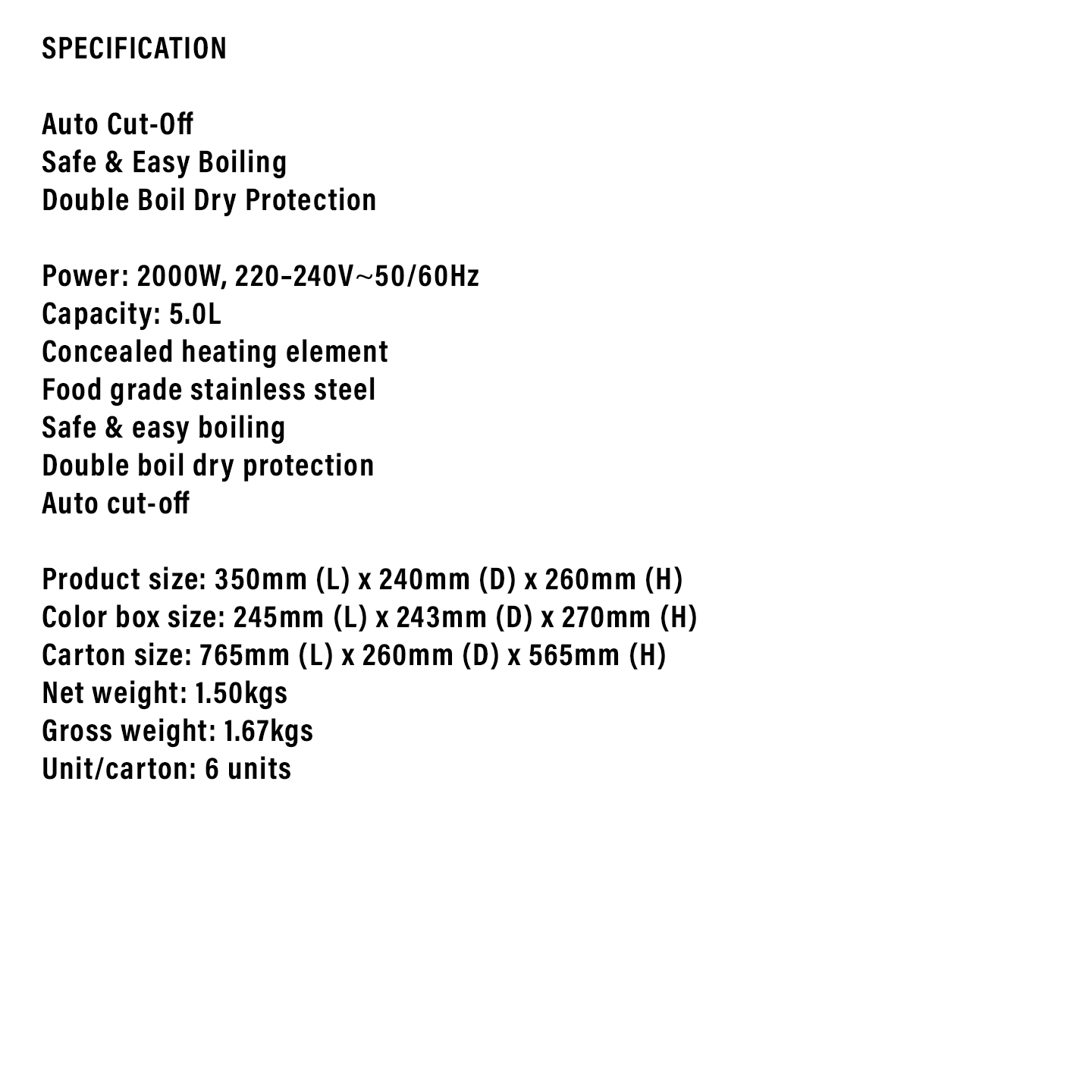 Faber 5.0L Stainless Electric Jug FK 5006