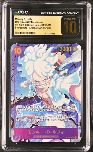 CGC PRISTINE 10 Monkey D. LuffyOne Piece (2024) JapanesePremium Booster: Best - OP05-119Secret Rare - Alternate Art Parallel