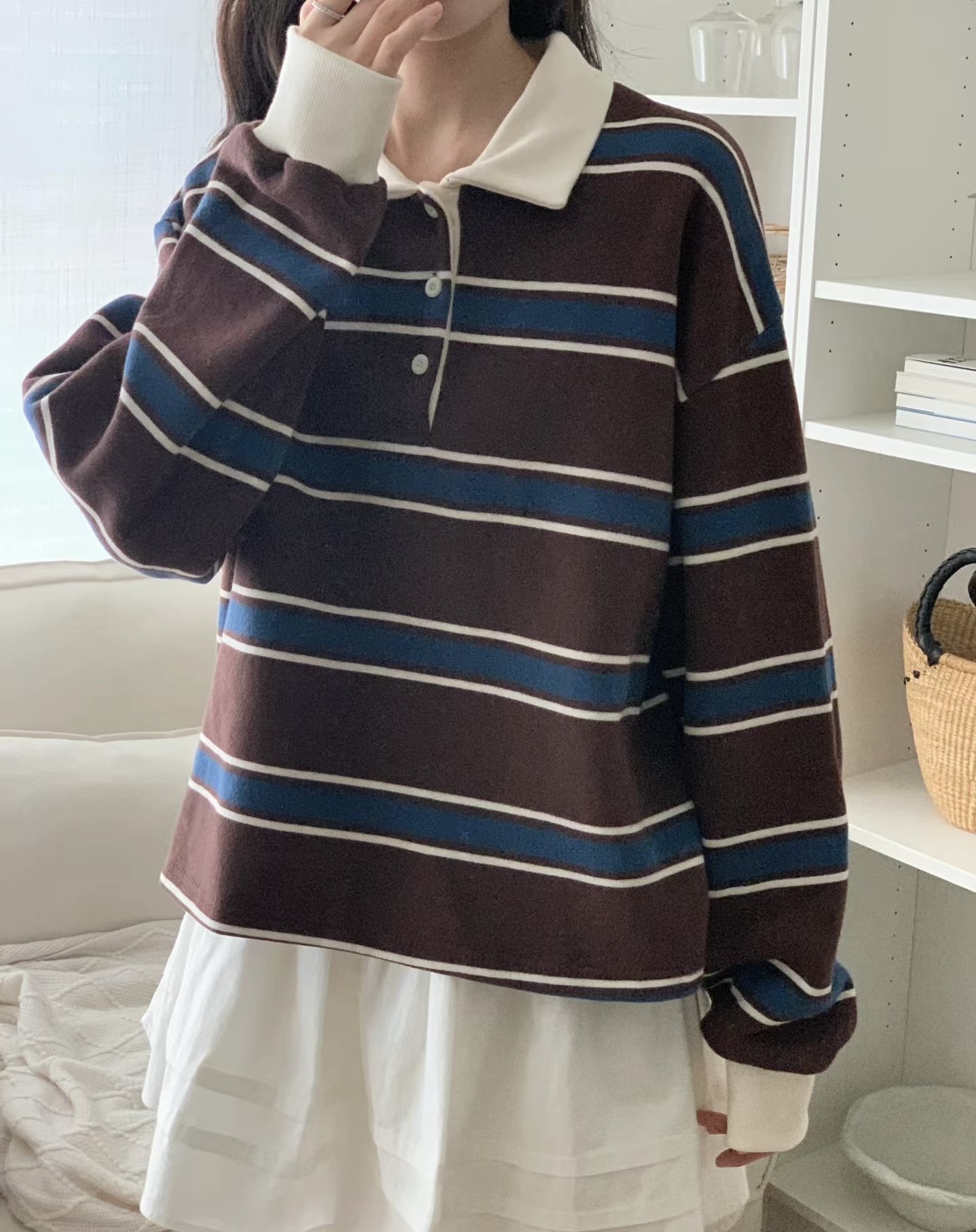 🍂Fall Pre order🍂 撞色間polo領Top