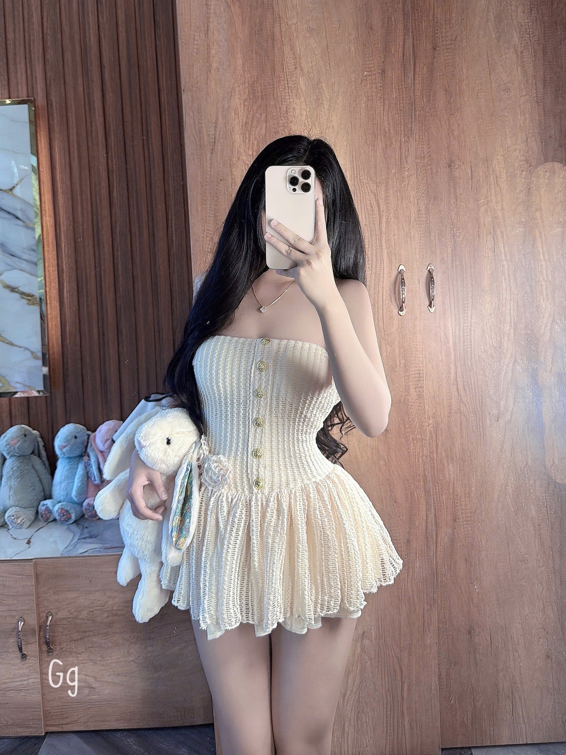 蕾絲束身迷你連身裙