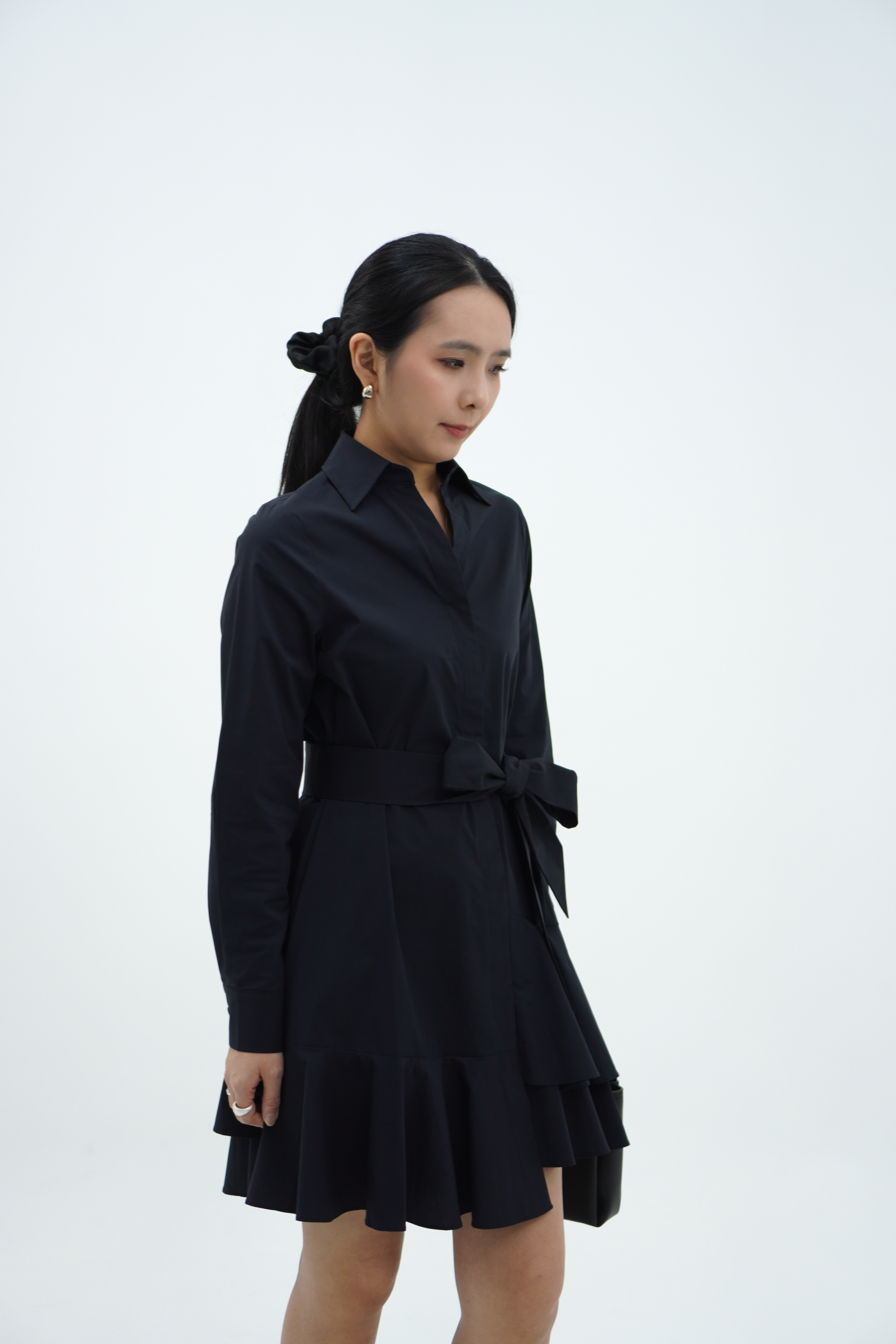 【设计师款】长袖层叠下摆连衣裙 Long Sleeve Dress with Ruffle Hem