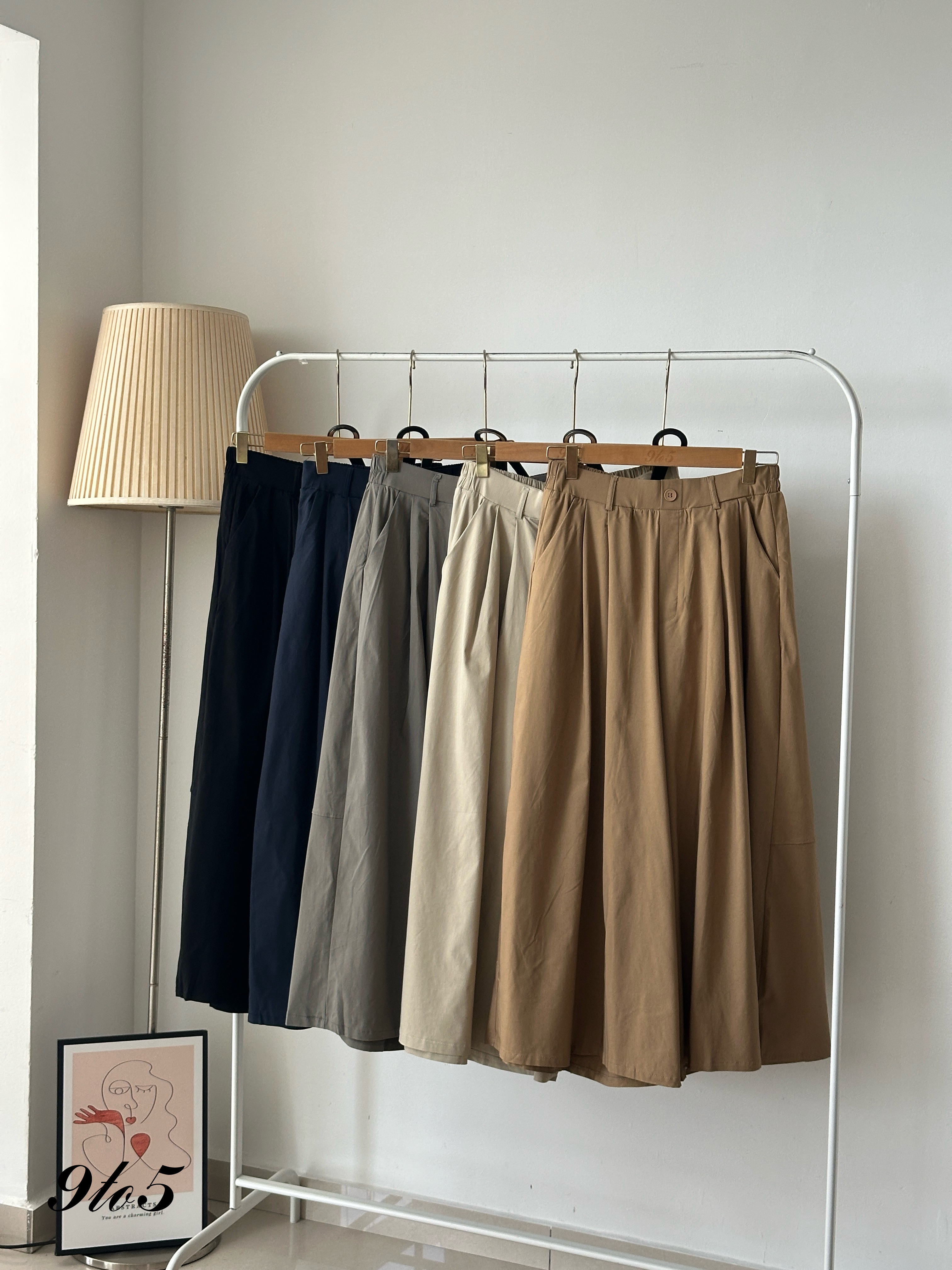 S1809 Wide Leg Long Pants - 5 Colors 