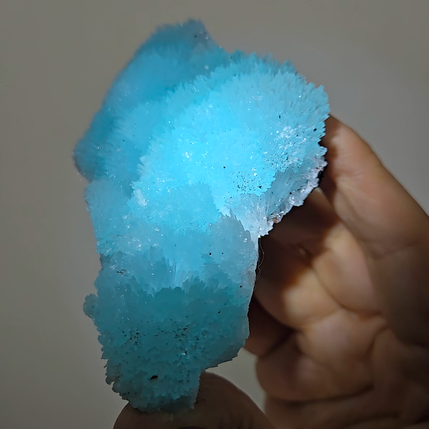 Blue aragonite needle cluster with bubble formations - AR44