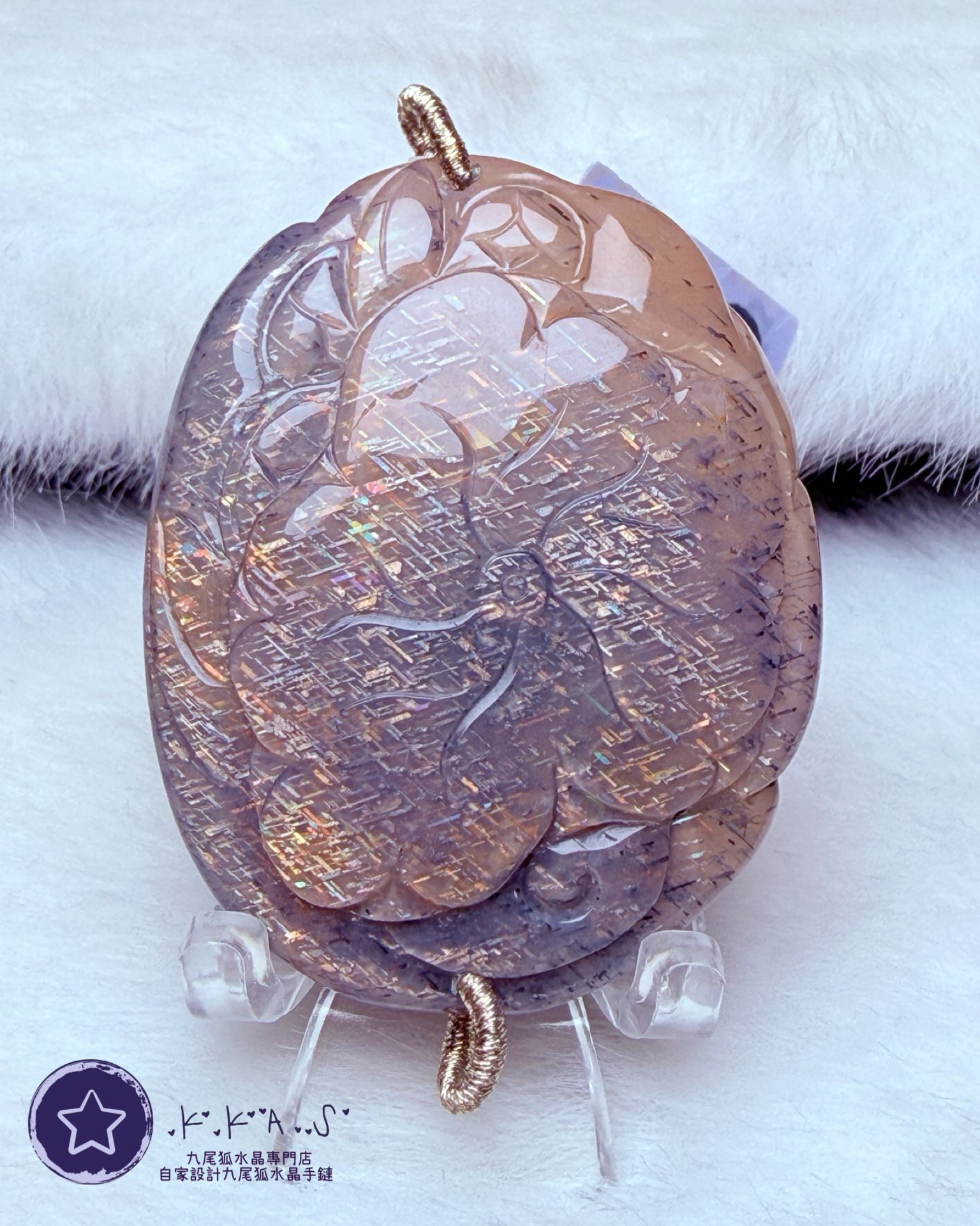 K00143 黑金骨幹 狐娘娘 - 吊墜/手牌兩用款