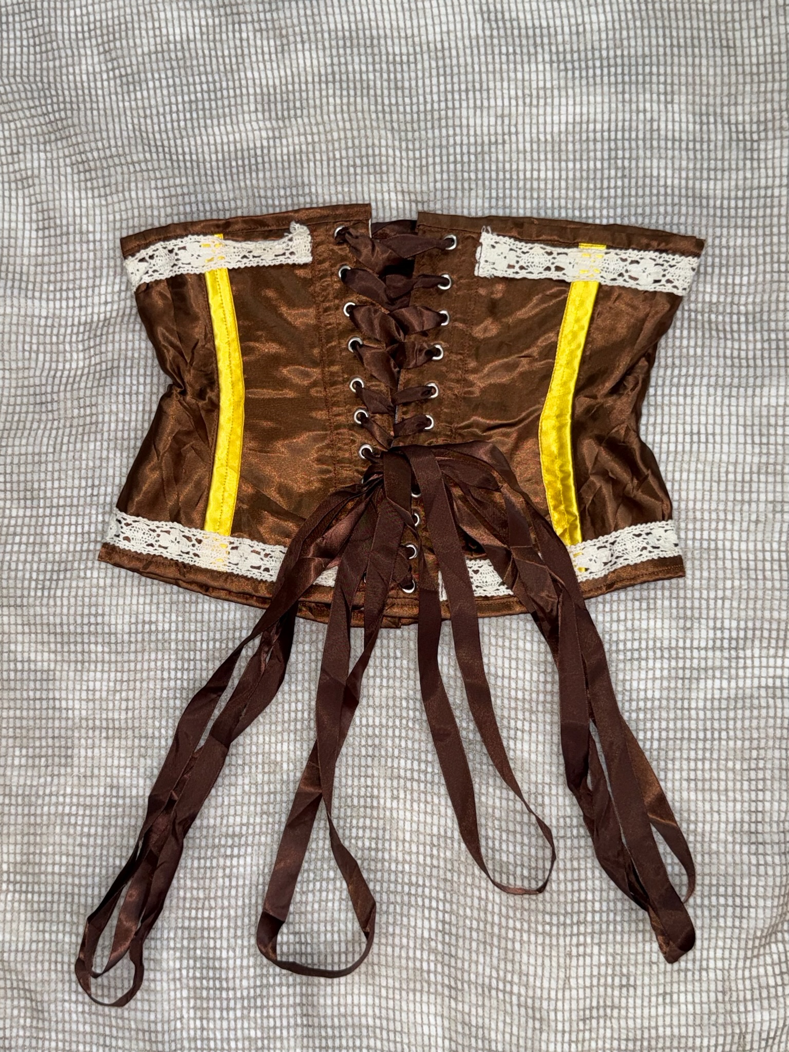  Vintage Satin Lace-Up Corset Top