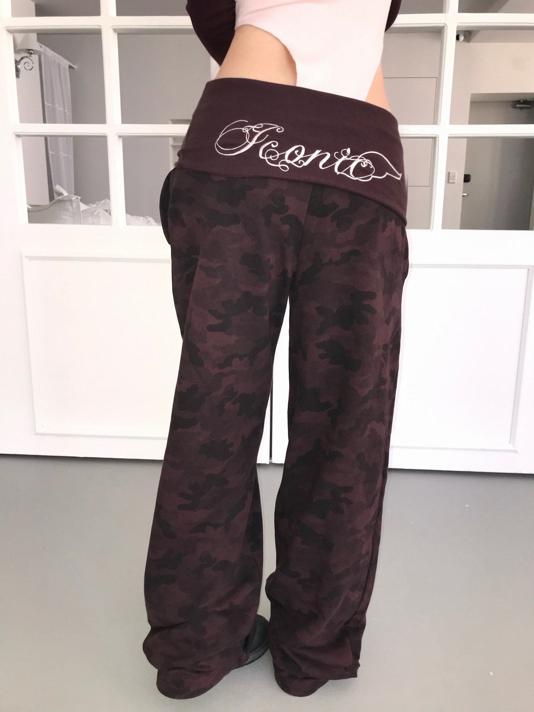 Foldover Camo Wide-Leg Sweatpants