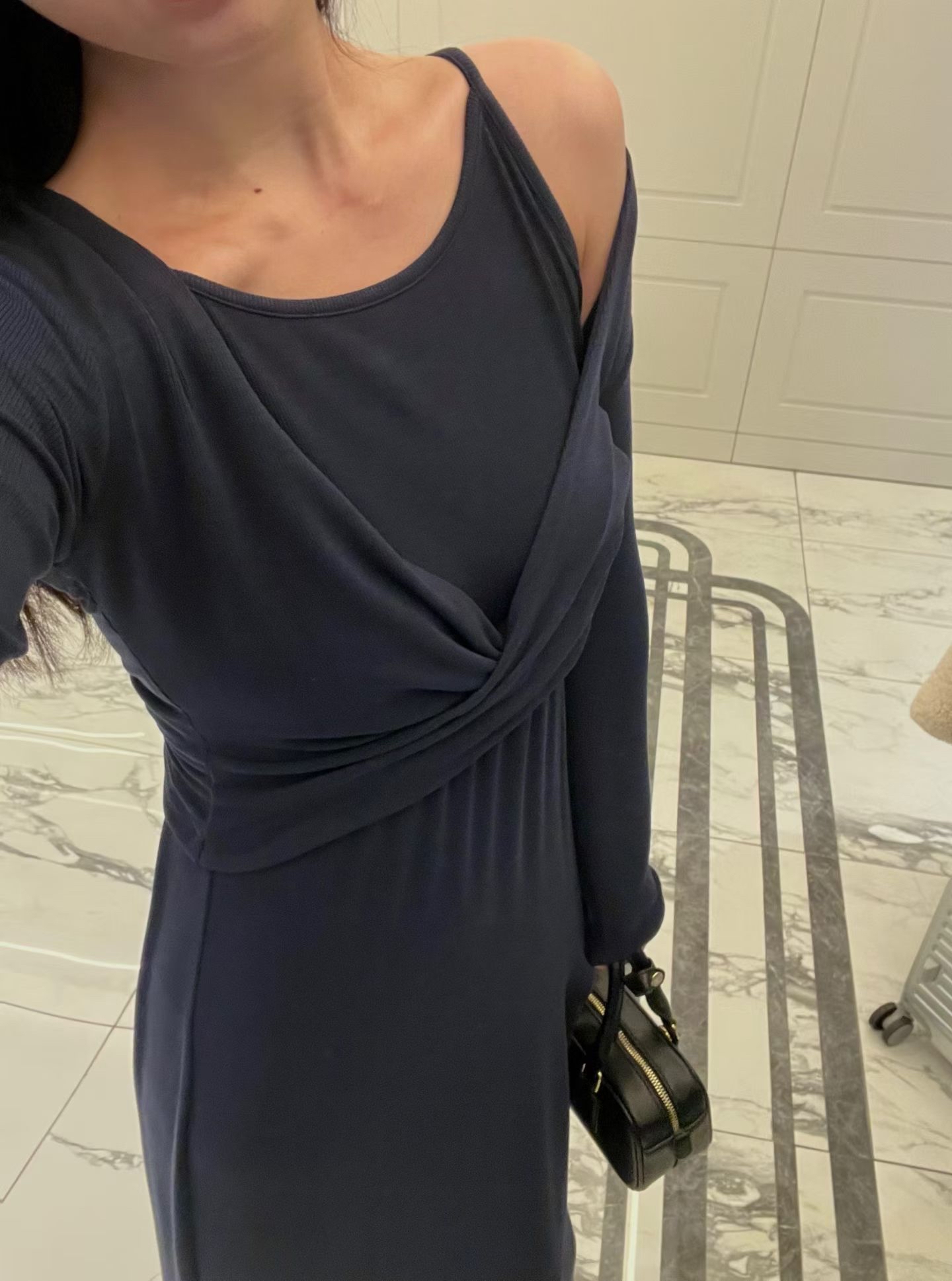 Feminine stretchy long dress SET