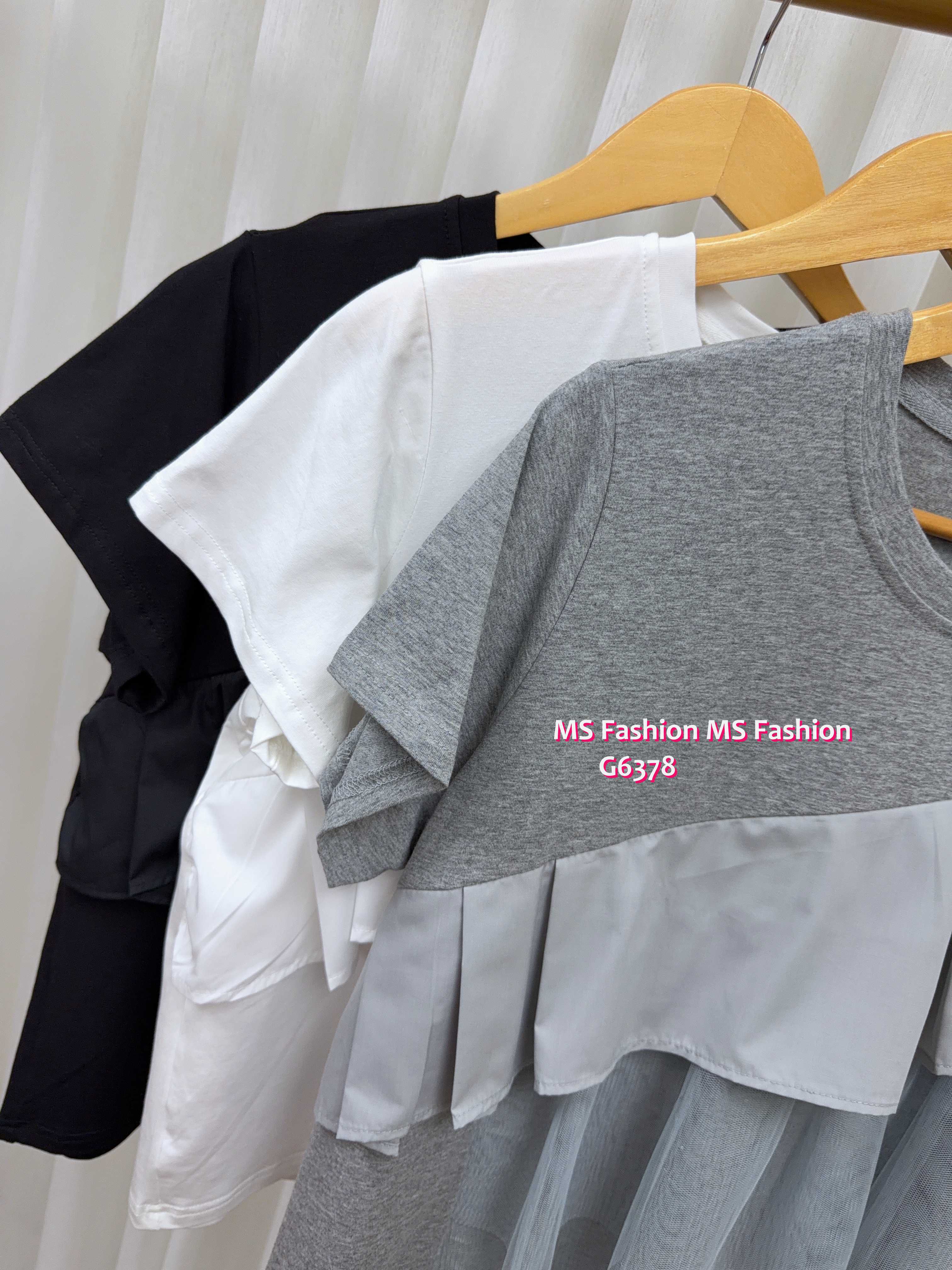 G6378 淨色ruffle top